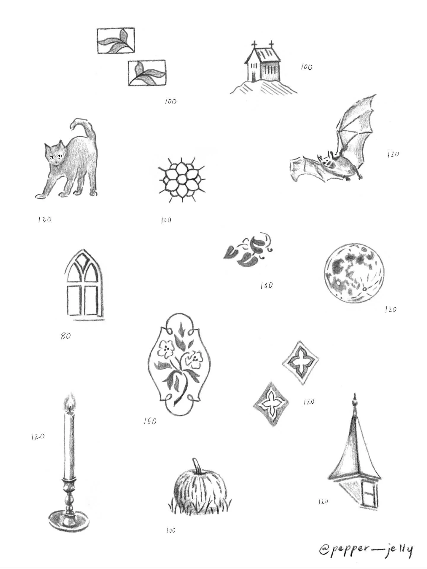 🖤 Halloween flash day @tattletale_tattoo this Sunday 10/26 🧡 
🕸️ Pieces priced as listed, $20 off for two 🕷️
🎃 Arm + leg placements, as is sizing ~1-2 in 👻
🔗 in b!0 to request a time slot 🖤