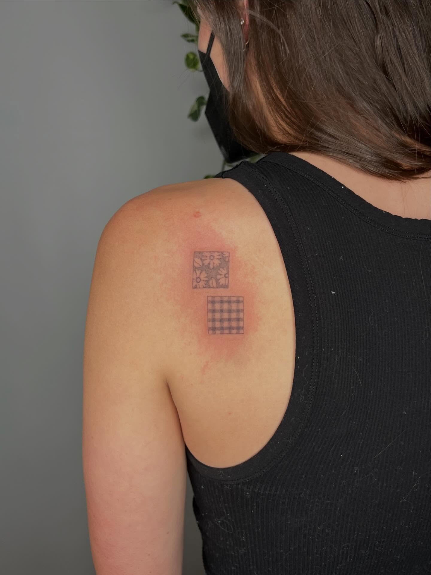 Custom blanket squares + childhood stuffy for two friends from a little while back <3 🌼 🎀