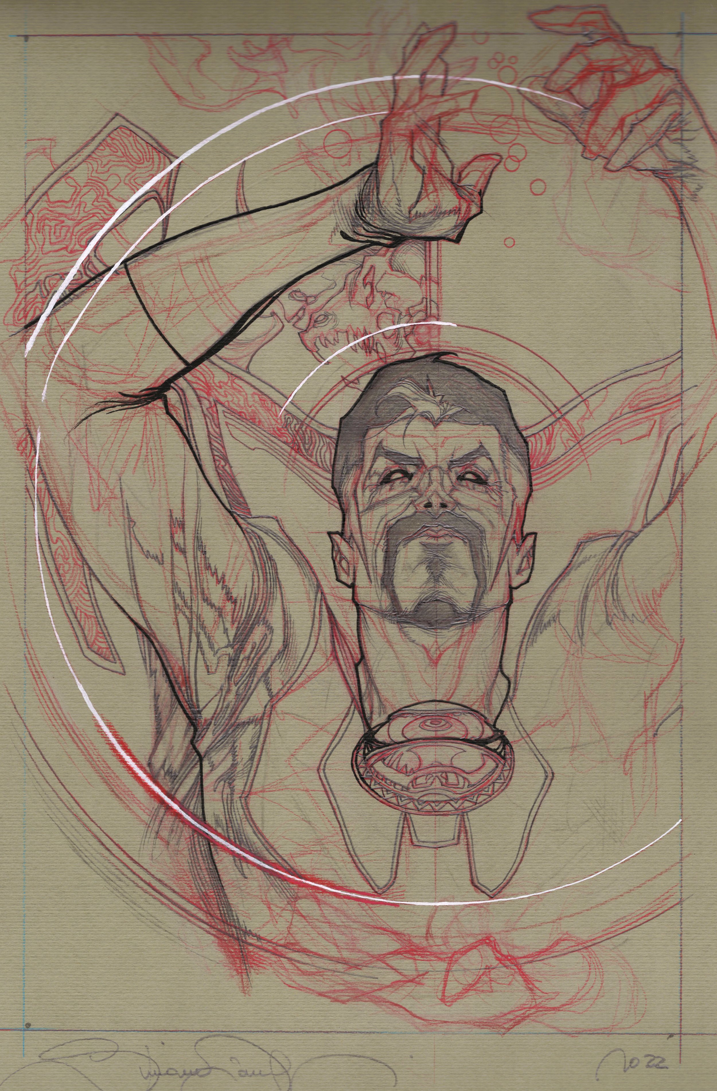 Fleer Ultra Midnight Suns Doctor Strange preliminary art by Simone Bianchi