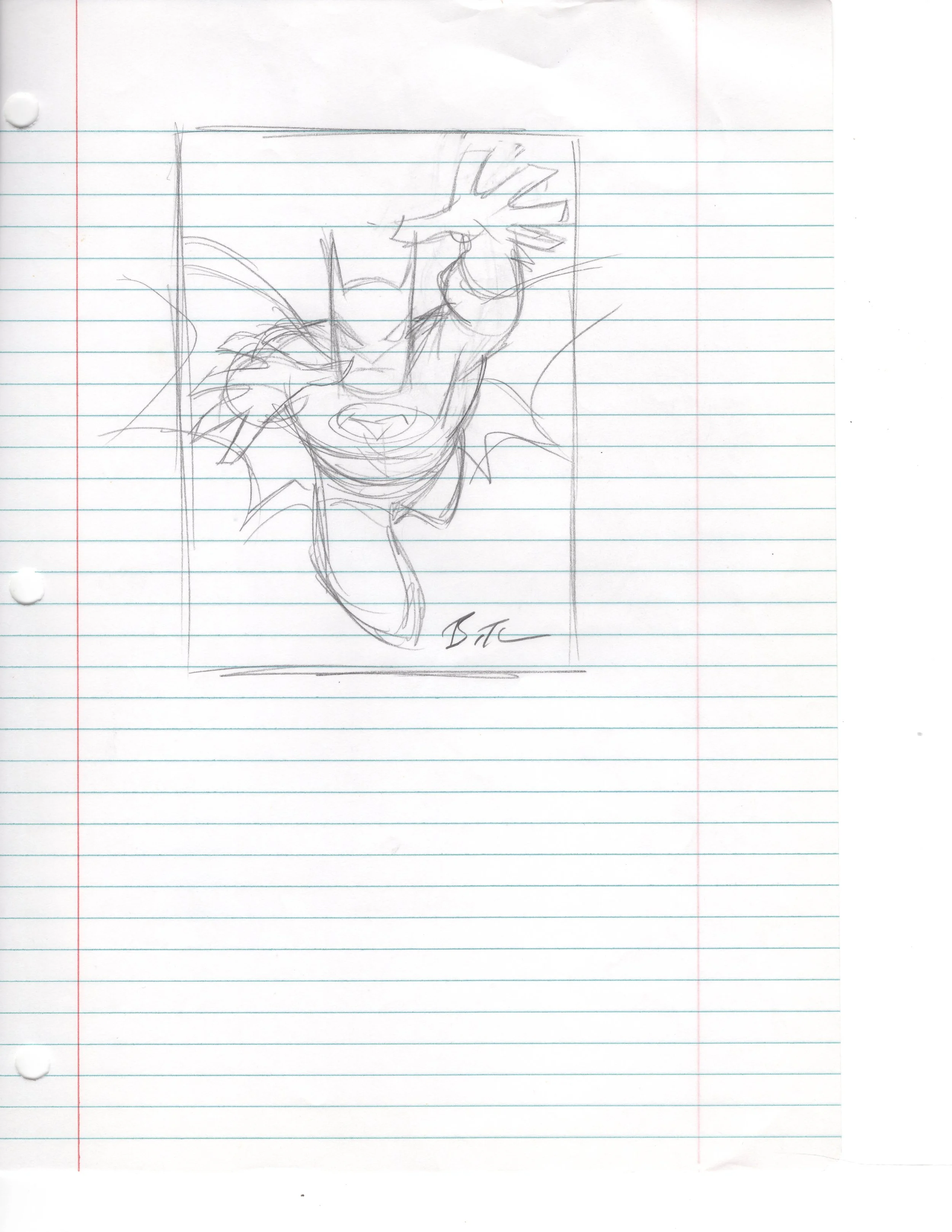 Batman sketch by Bruce Timm (lined paper)- $400.JPG