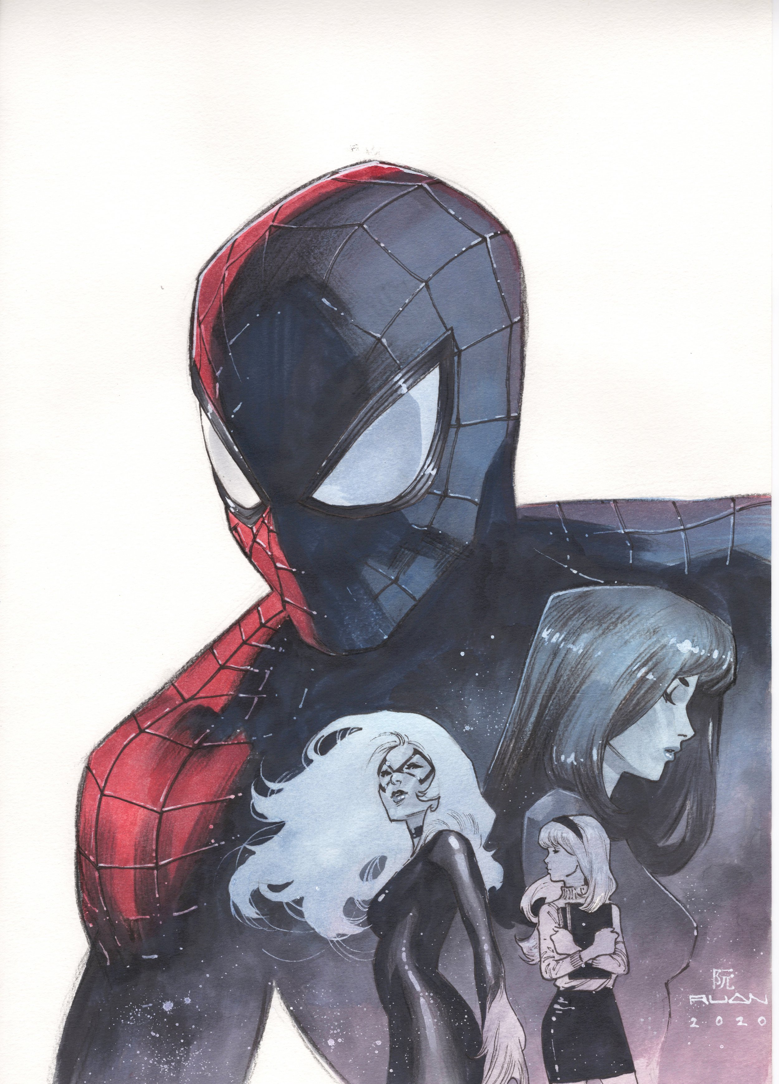 Spiderman & the girls by Dike Ruan