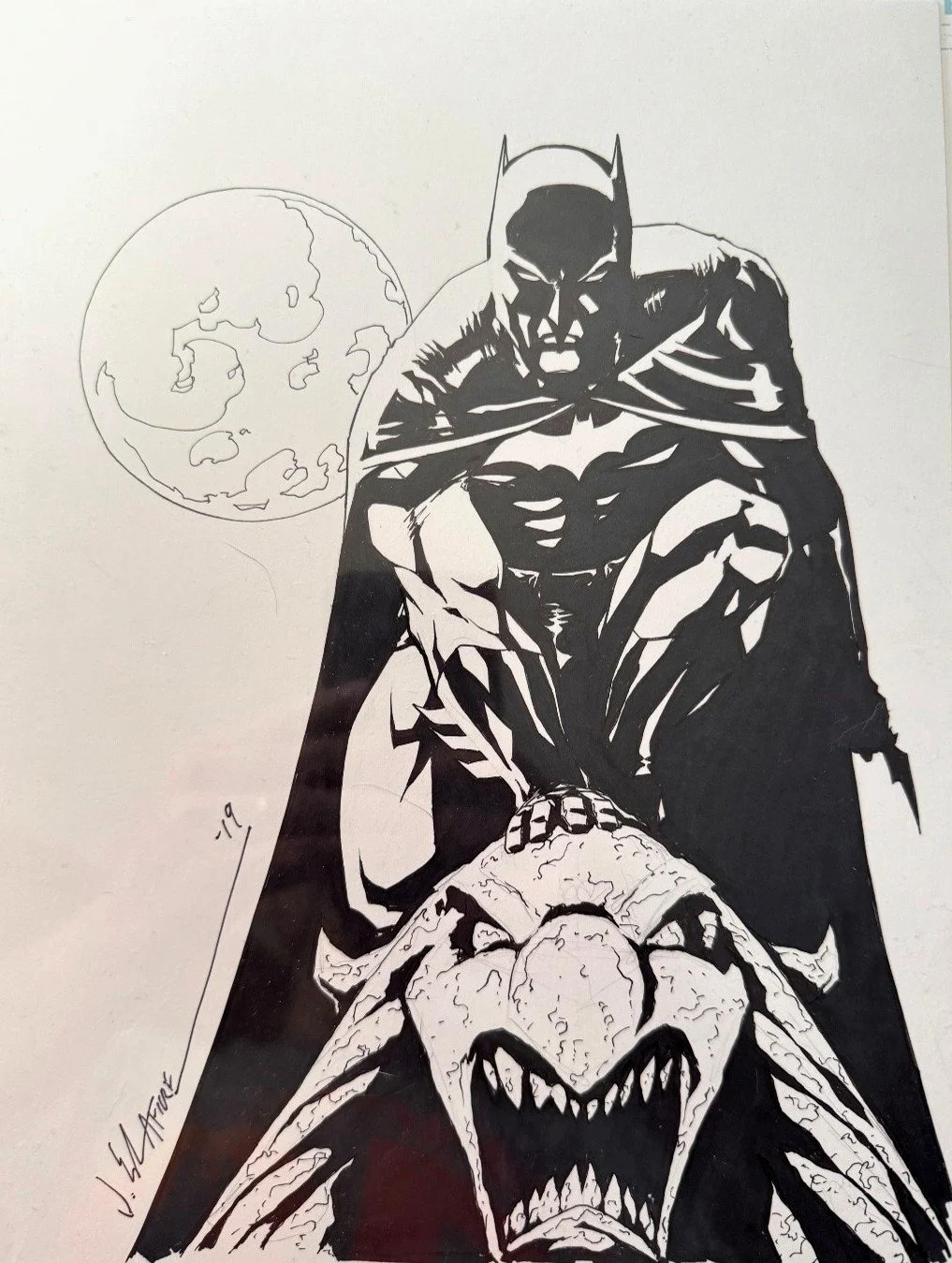 Batman on gargoyle by Jim Califiore $400 (9x12).jpg
