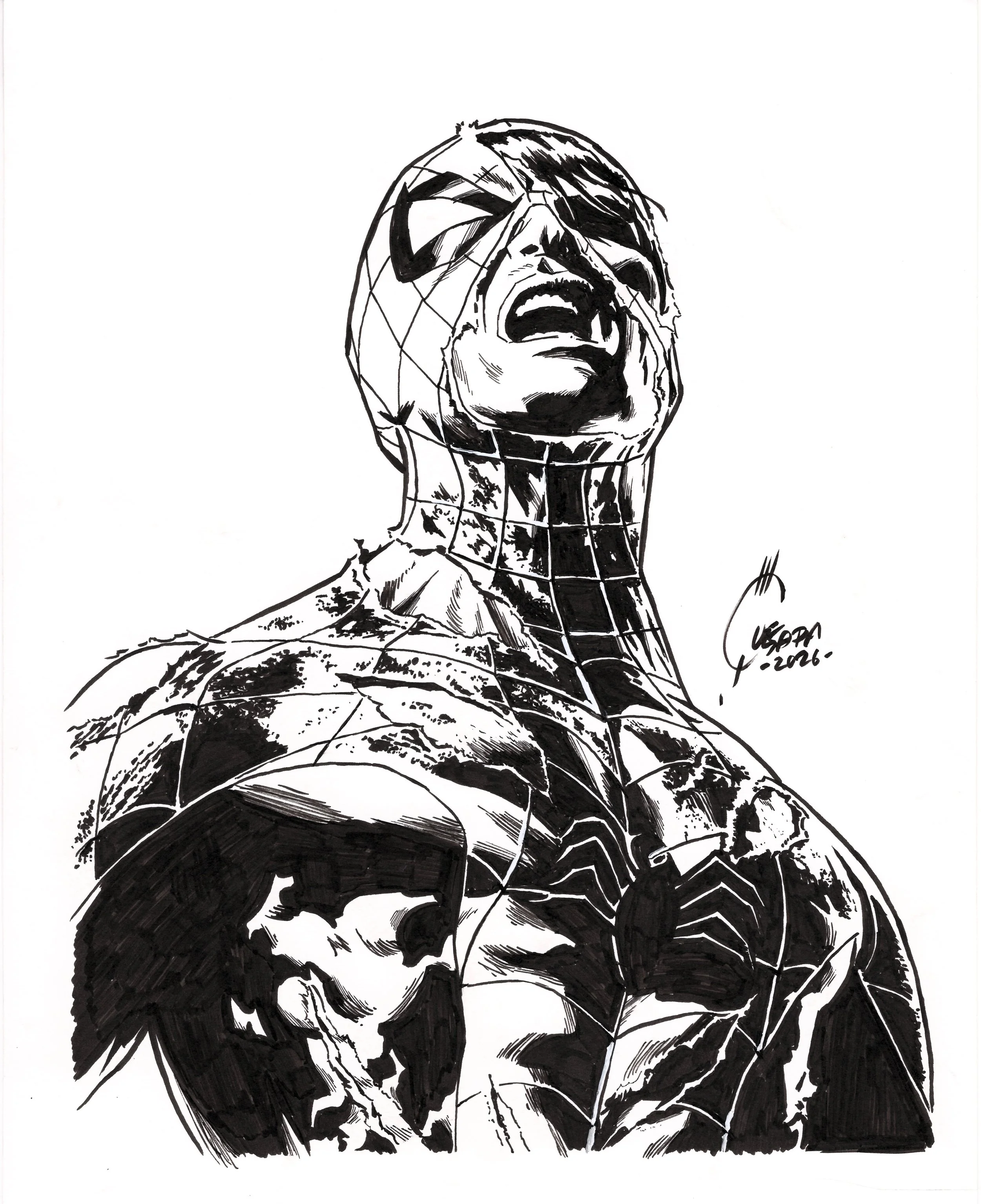 Battle Damaged Spiderman by Joe Quesada
