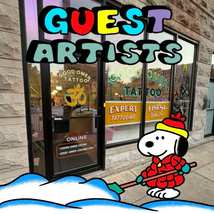 Check out the winter guest line up, please contact guest artists directly to book ↙️↙️↙️

@jabbstabs 12/22-23 *DM her to book
@lorindevine 1/2-4 *Link in her bio to book
@morgieink 2/6-8 *Link in her bio to book 
@badmouthtattoo 2/19-21 *DM her to bo