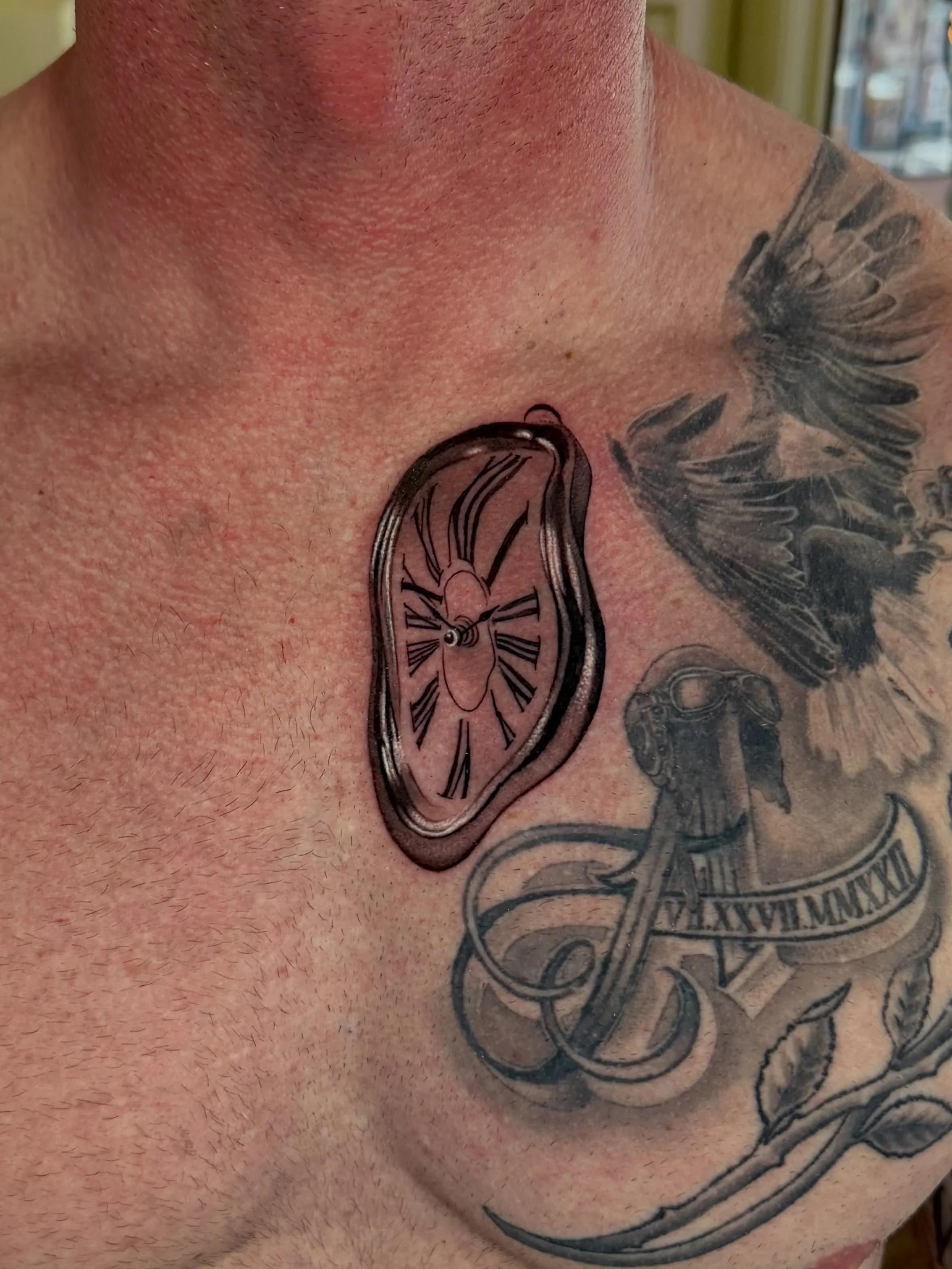 Dali clock and a quote I tattooed for Dan! 🐅⏳
The quote sits under a tiger I did about a year and a month ago. Really happy with how it all came together and always grateful to see my clients come back trusting my work again. Thanks so much, Dan! 🙏