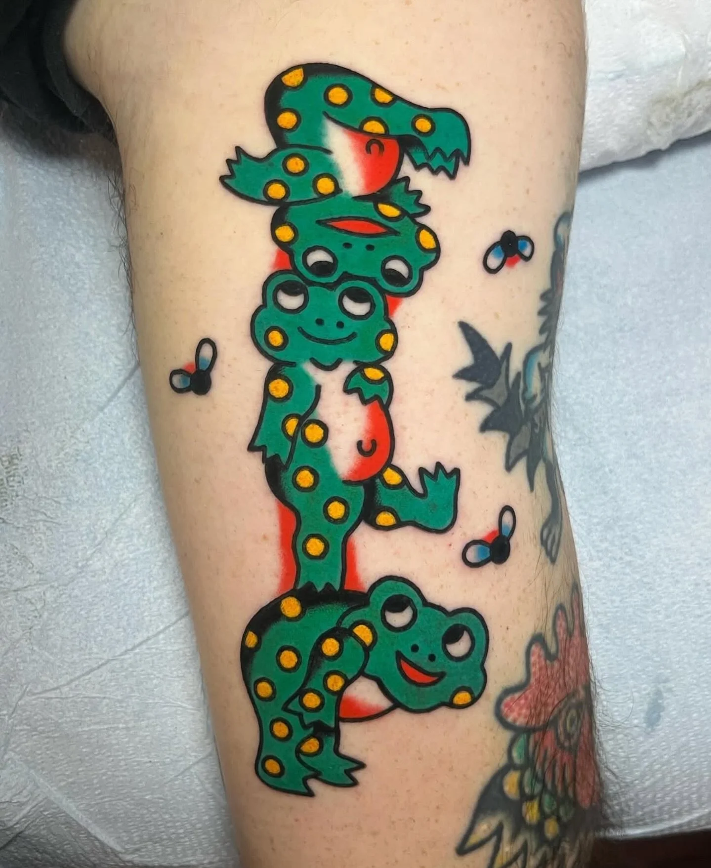 Link or e-mail in my bio to book 🐸 
Done at @good.omen.tattoo 🕉️

#chicagotattooartist #chicagotattooer #chicagotattooshop #ladytattooers