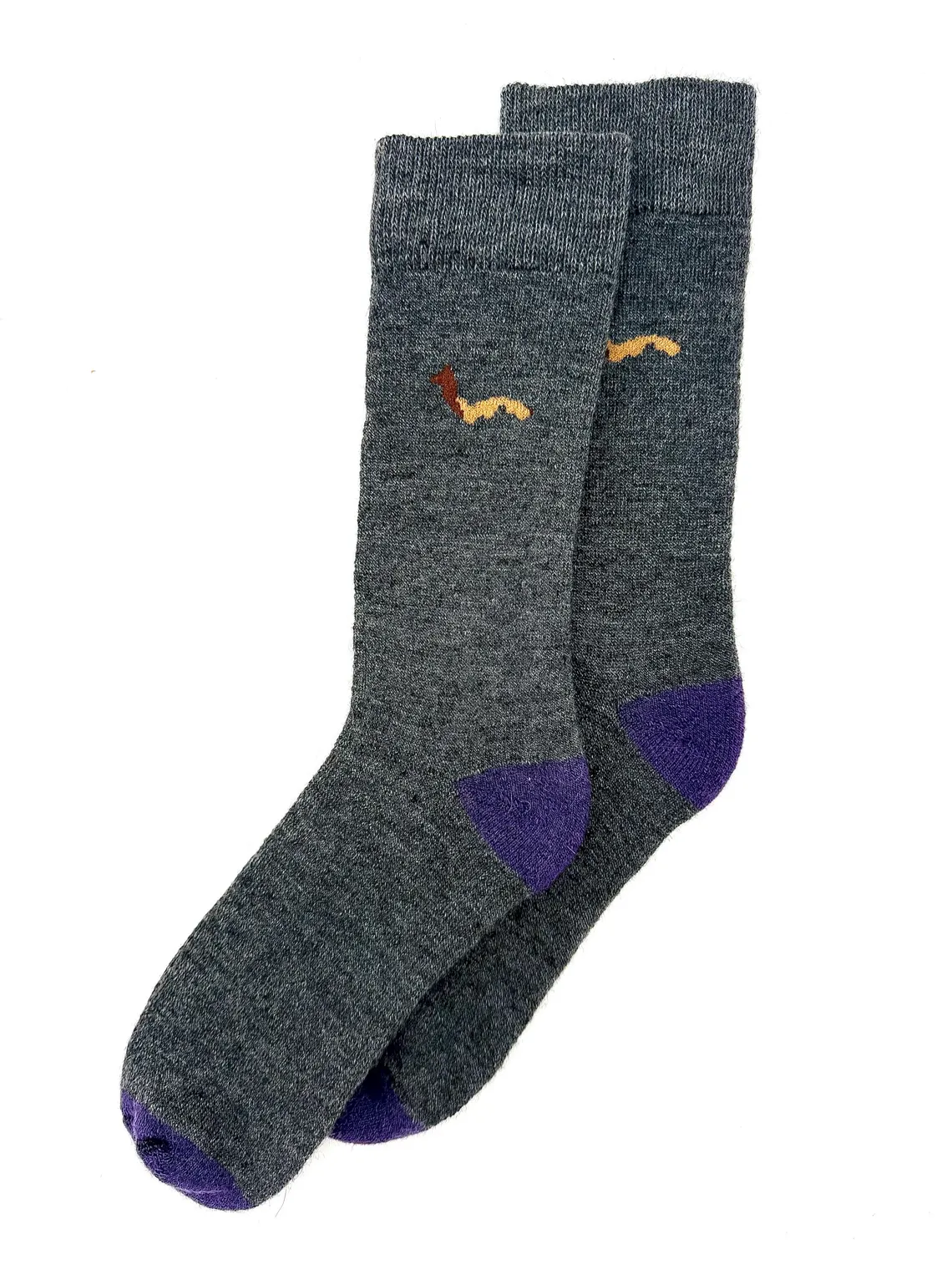 Thick Alpaca Baby Socks for Boots Color Grey and Purple Toe