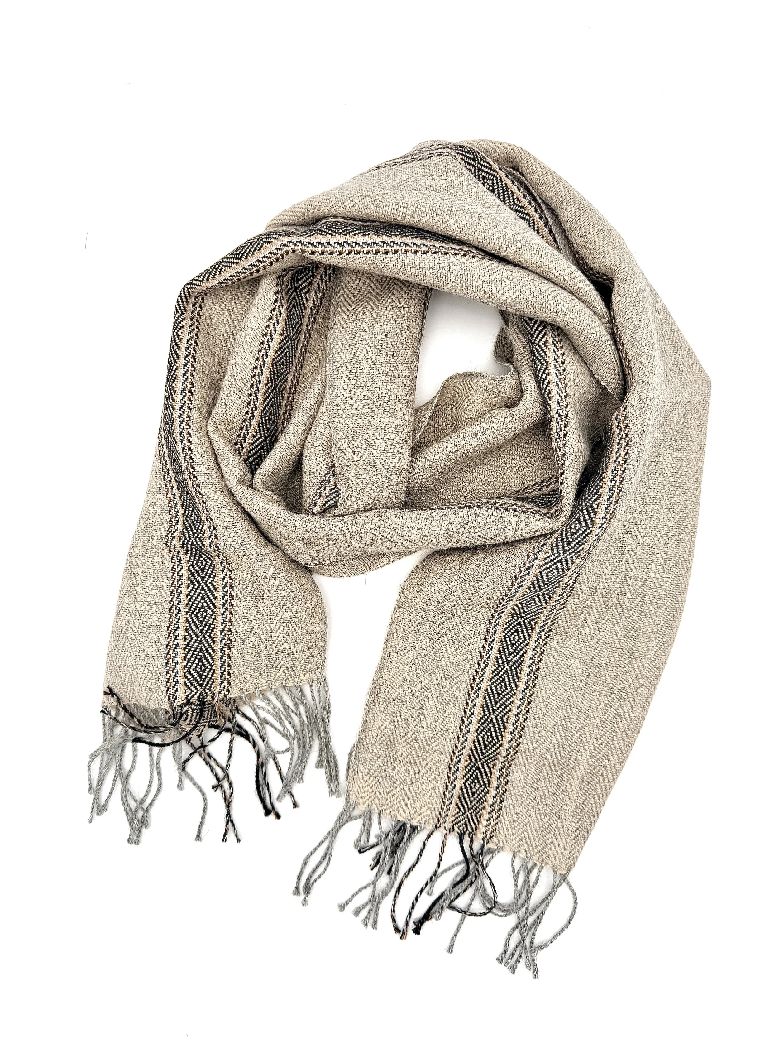 Hand-Knitted Baby Alpaca Scarf Color Stone Grey