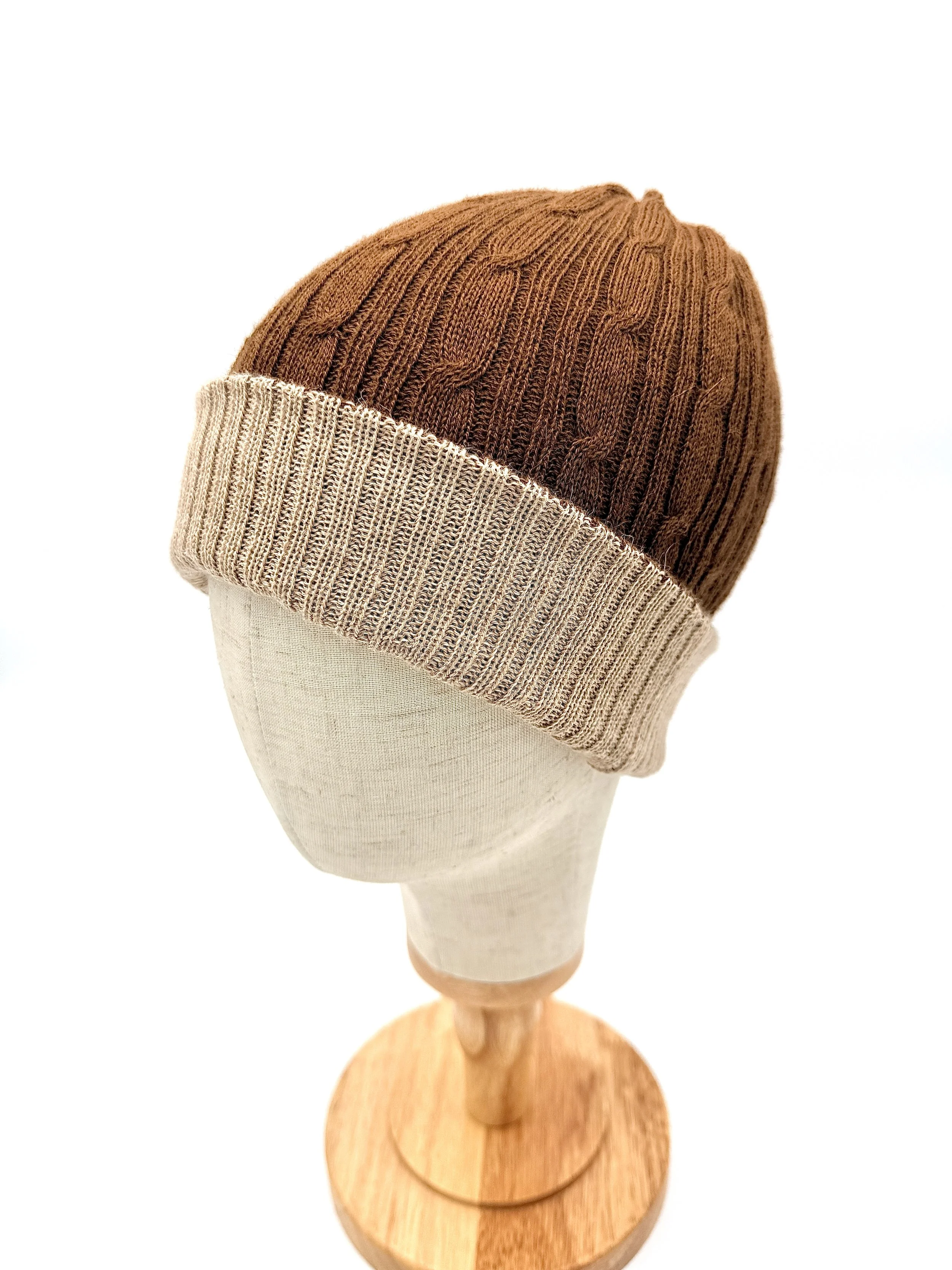 Reversible Baby Alpaca Hat Color Brown/Beige