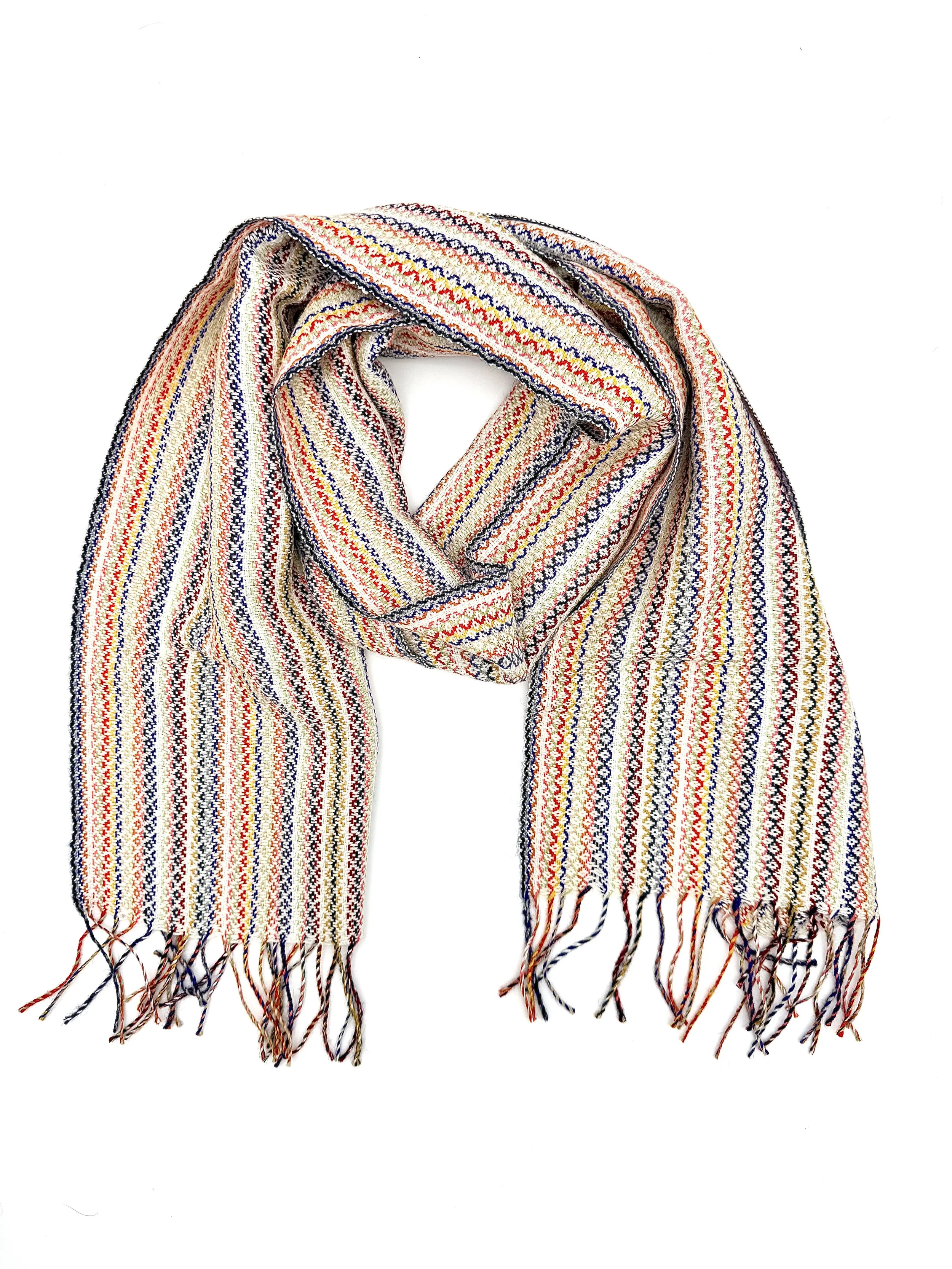 Hand-Knitted Baby Alpaca Scarf Multicolored Pastel