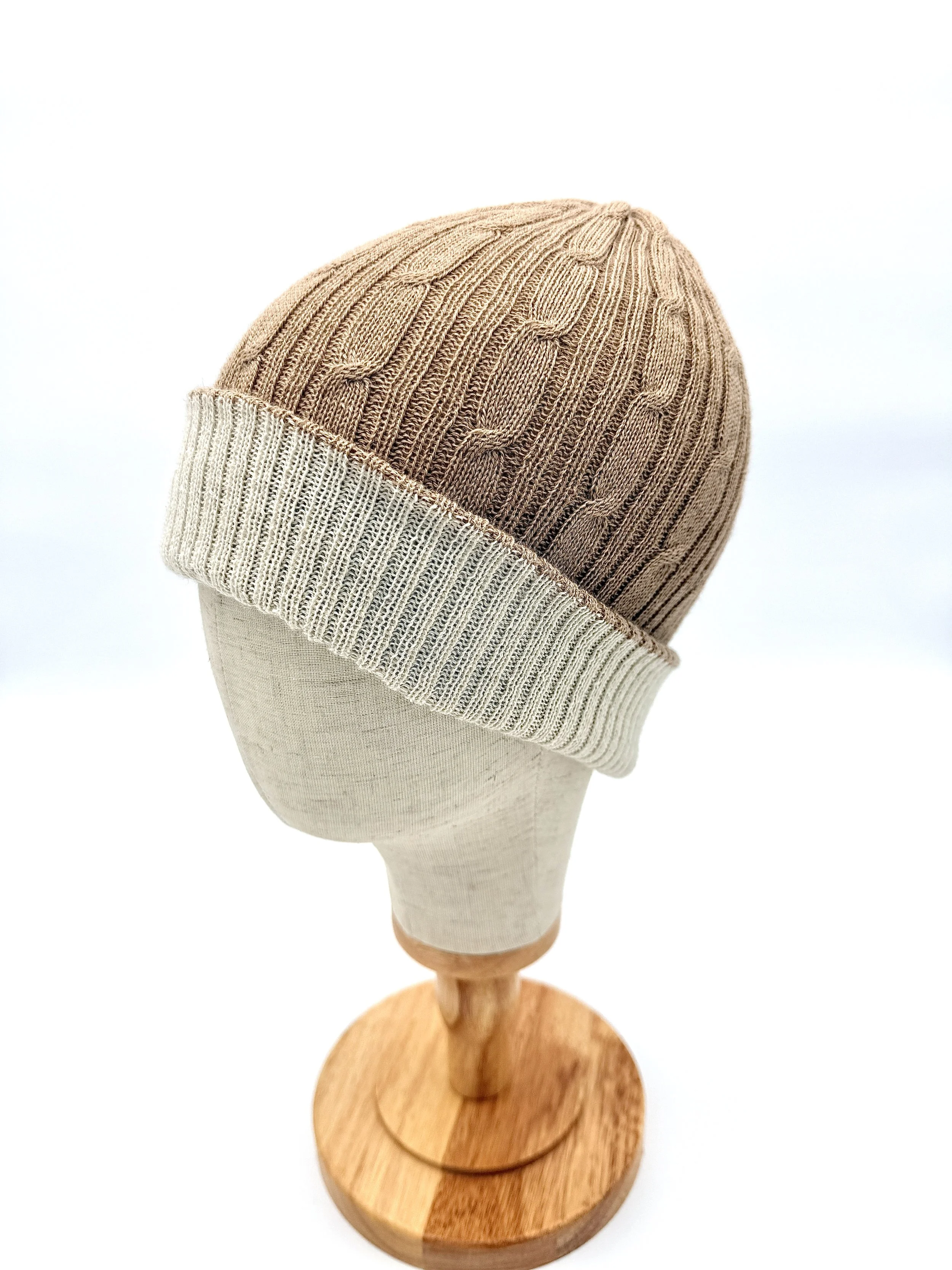 Reversible Baby Alpaca Hat Color Camel/Cream