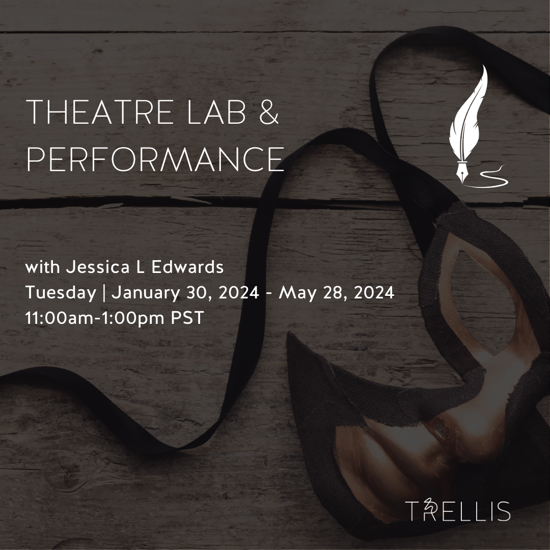 Theatre Lab & Performance with Jessica L Edwards

Ages
10 - 18+ yrs
Dates
Tue, Jan 30, 2024 - May 28, 2024
16 classes
Time
11:00am - 1:00pm PST
Location
2732 Montrose Ave, Glendale, CA 91020
Instructor
Jessica L.
Capacity
12 students
Class Experience