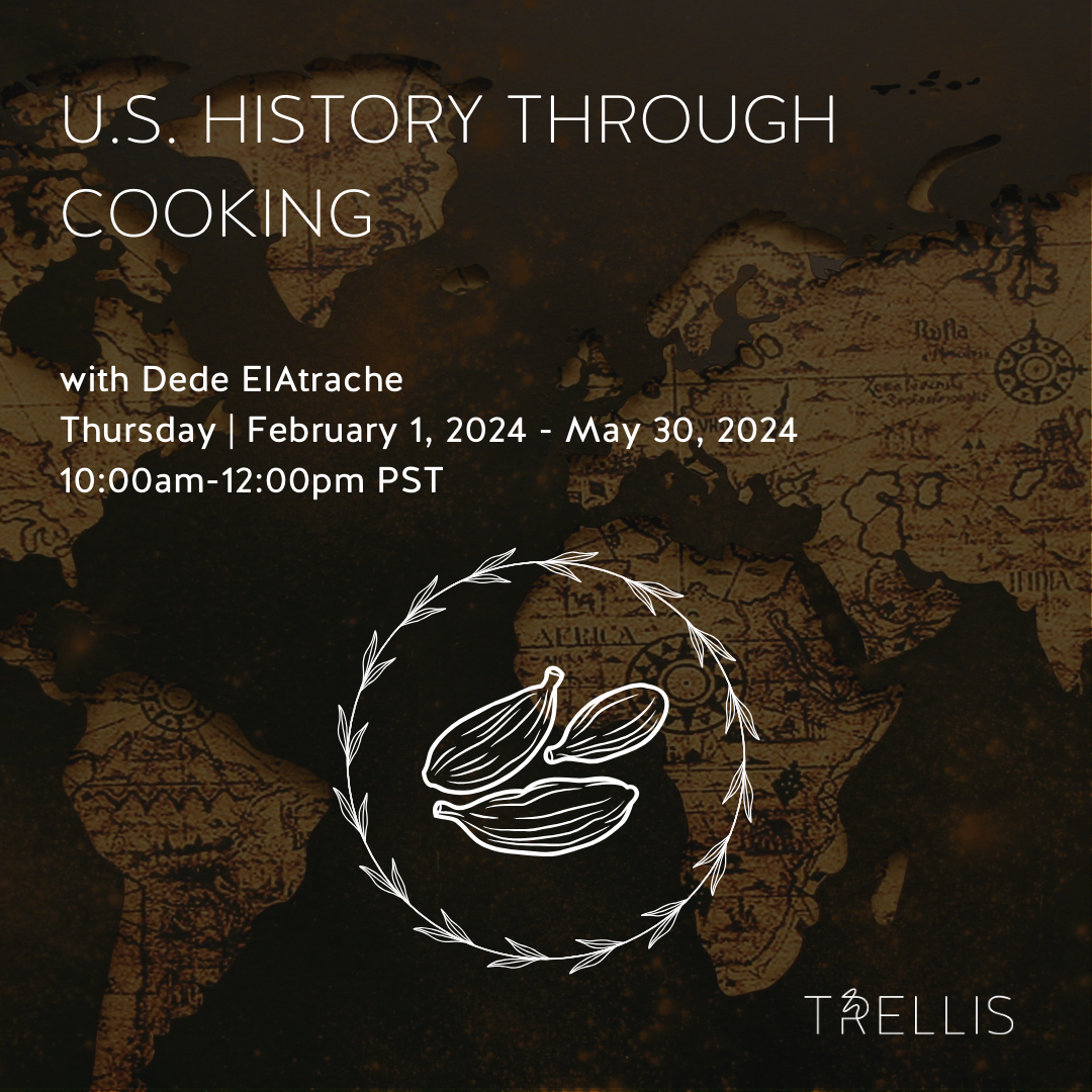 U.S.. History Through Cooking with Dede ElAtrache

Ages
10 - 18+ yrs
Dates
Thu, Feb 1, 2024 - May 30, 2024
16 classes
Time
10:00am - 12:00am PST
Location
2732 Montrose Ave, Glendale, CA 91020
Instructor
Dede E.
Capacity
10 students
Class Experience
E
