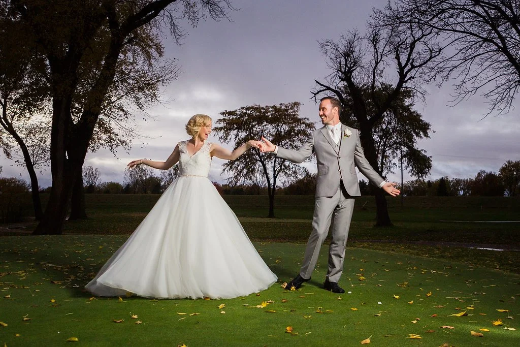 Wedding Couple Dancing on the golf course
