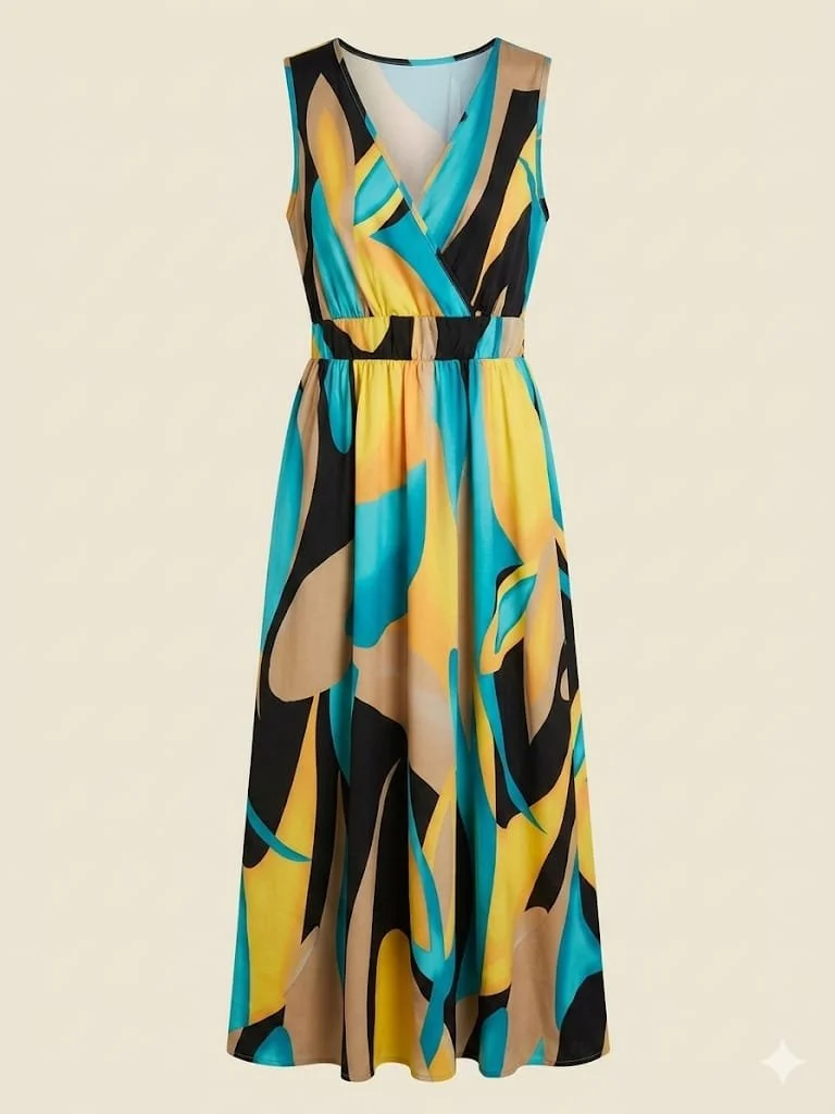 Summer V-Neck Temperament Print  dress -L.jpg