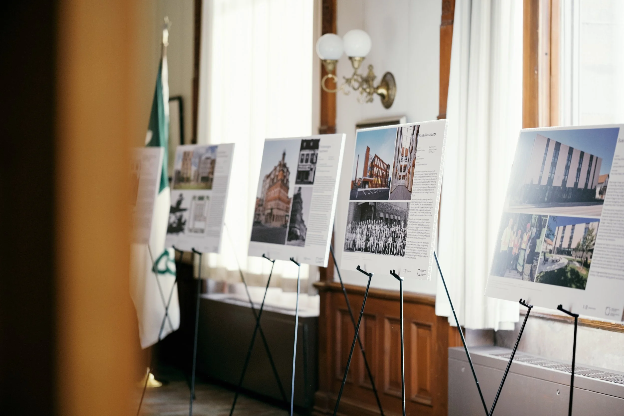Poster boards for Queen's Park Picks on display at the Provincial legislature