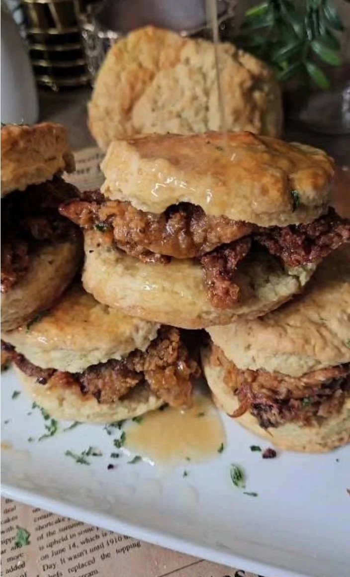 Fried Oyster Biscuits w/ Spicy Agave