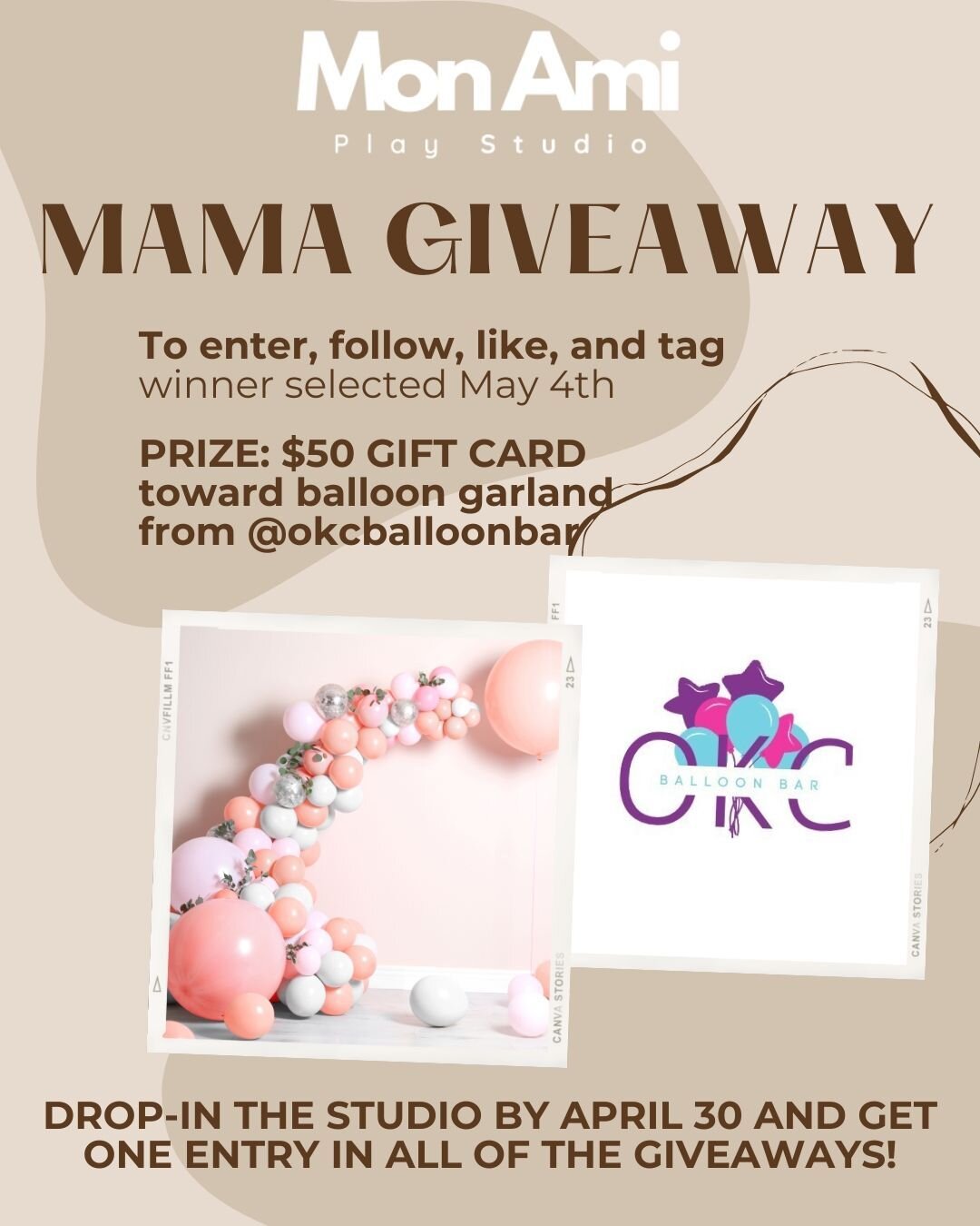 2024 MAMA GIVEAWAY DETAILS: 
Have a birthday or event coming up and want a gorgeous balloon garland to top off the decor? @okcballoonbar is offering a $50 gift card towards a balloon garland just for you!

To enter the drawing for this specific prize