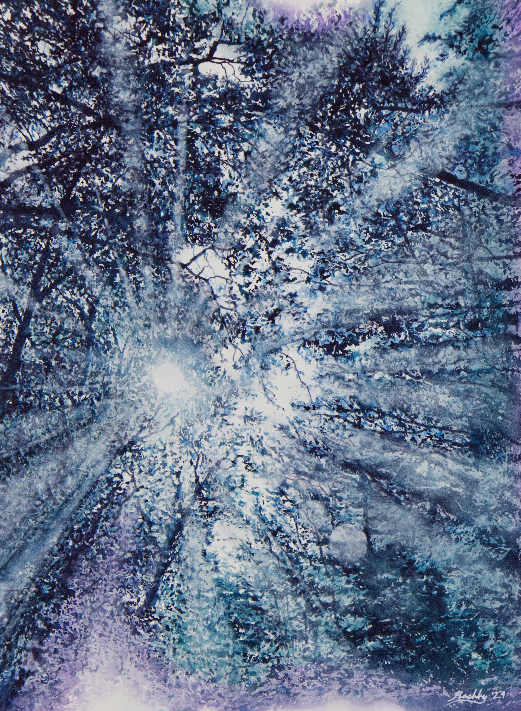 'Perforated Firmament', watercolor on Arches cold press paper, 12x16" unframed, 2024 - available