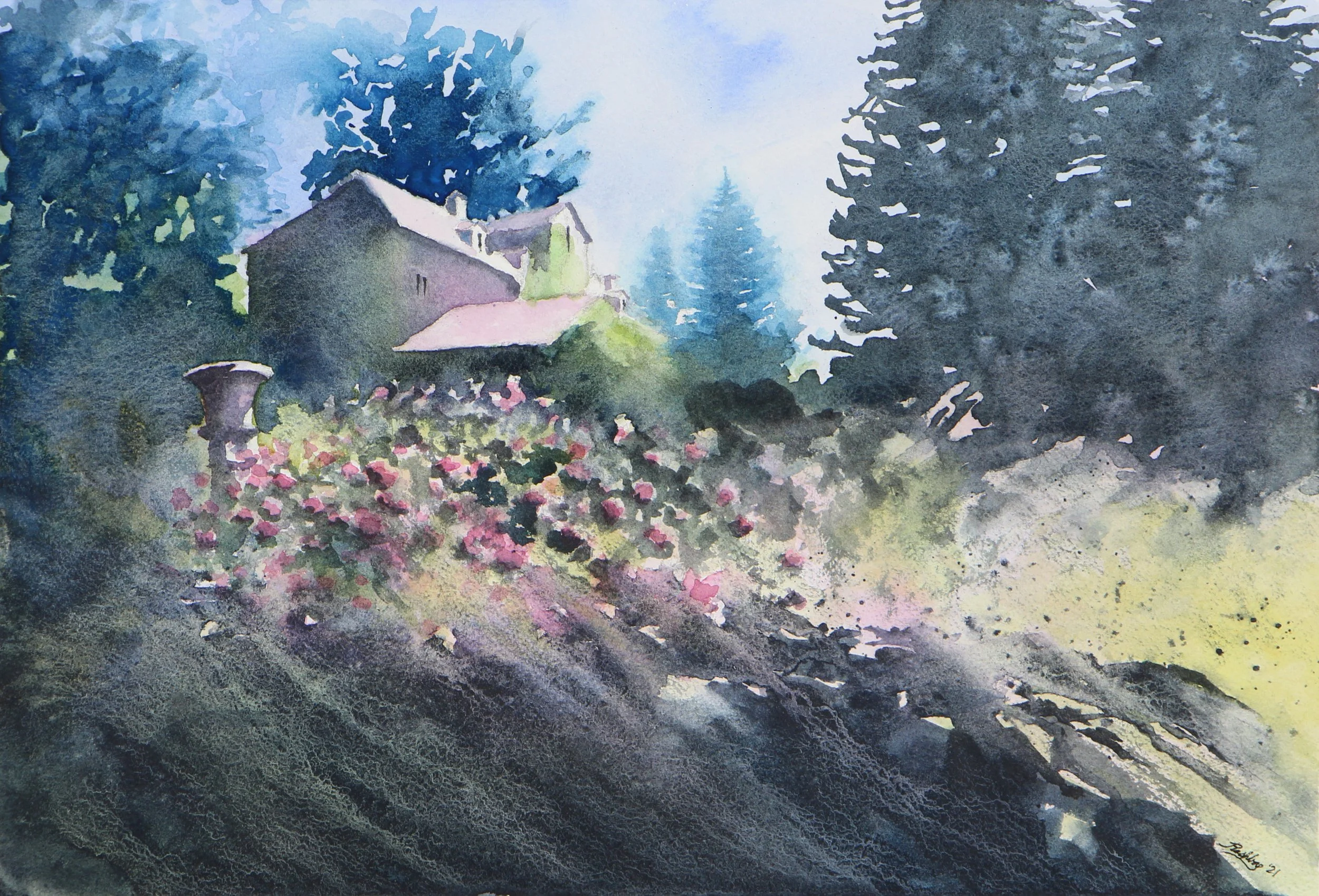 'French Countryside', watercolor on Arches cold press paper, 16" x 10 7/8" unframed, 2021 - SOLD