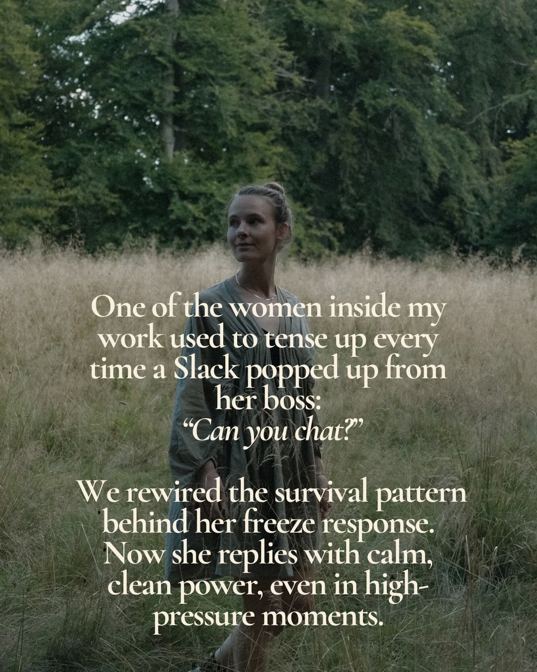 Her stomach dropped every time her boss wrote on Slack:

&ldquo;Can you chat?&rdquo;

She is amazing at what she does. She is capable.

But her unconscious mind just kept reading visibility as danger.

We didn&rsquo;t &ldquo;fix her mindset.&rdquo;

