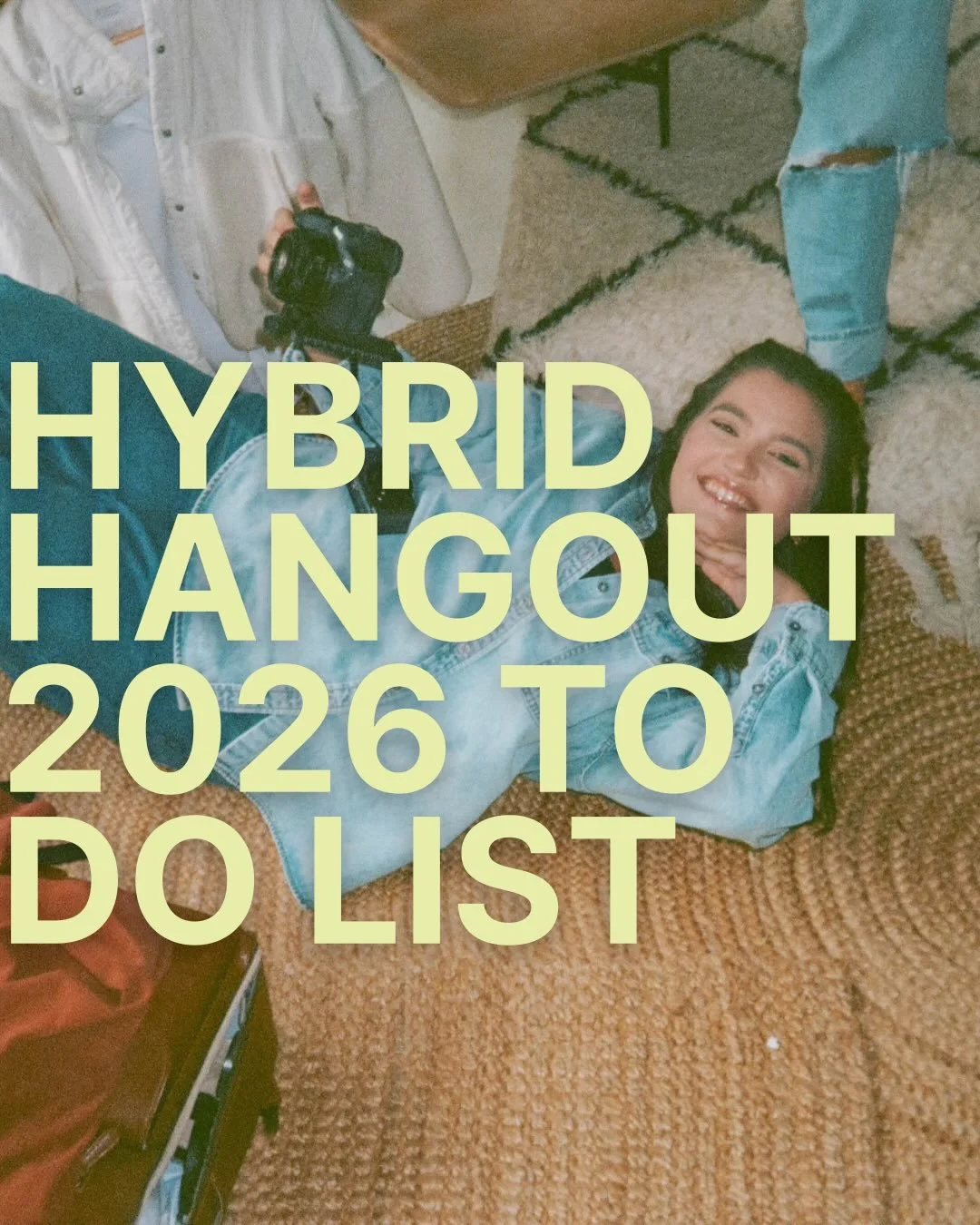 HYBRID HANG OUT TO DO LIST!! 

✅ Launch Hybrid Hub, the self paced course, community, and group coaching all in one for gorgeousssss photographers to scale their businesses w/ video &mdash; just DM me if you wanna learn more :) 

👉 Re-launch my dumb