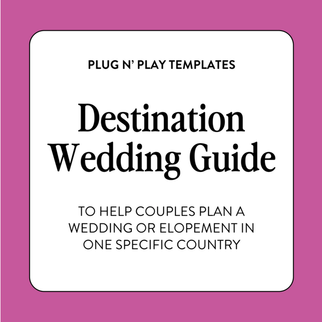 Destination wedding guide to help couples plan a wedding or elopement in a specific country