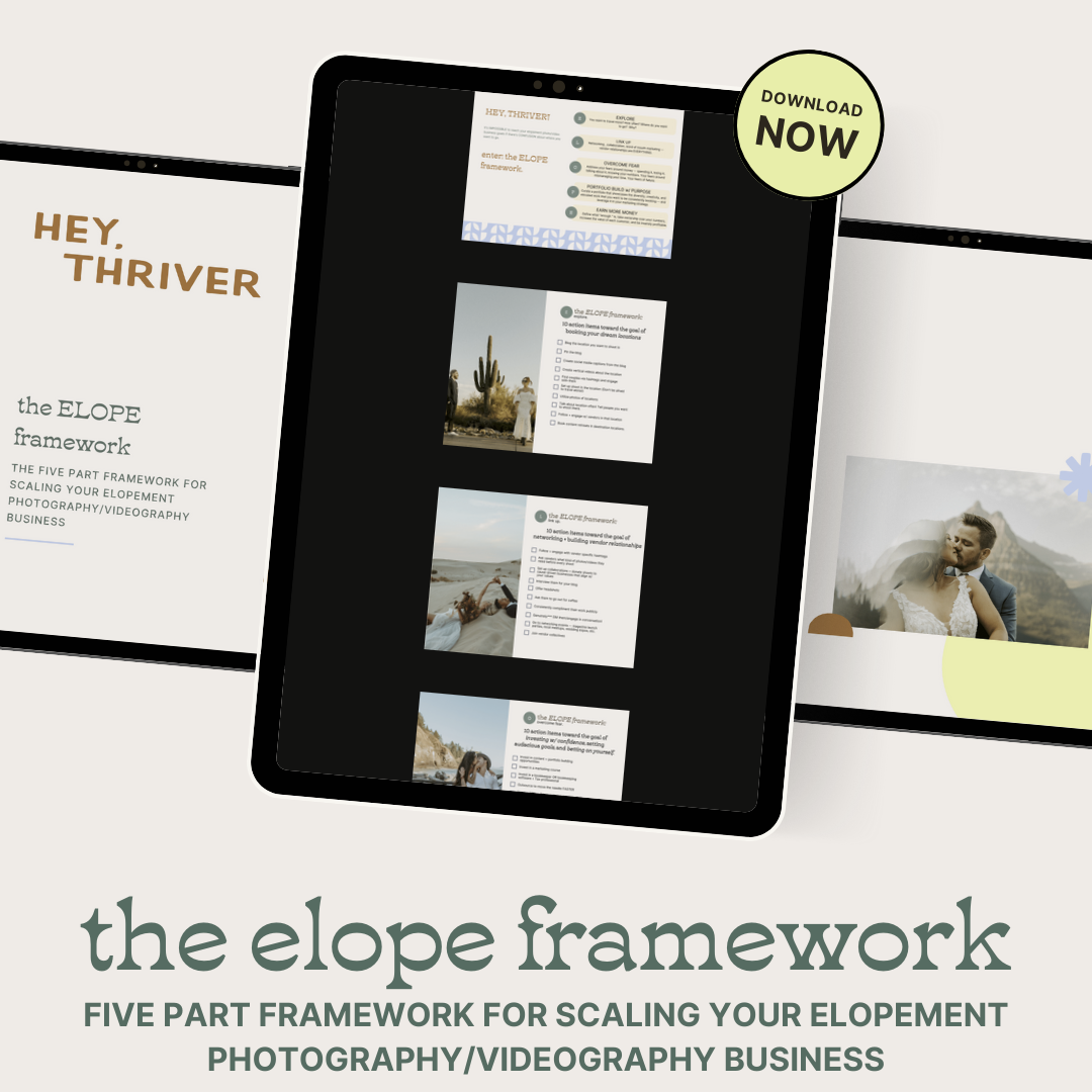 five part framework for scaling your elopement photography or videography business