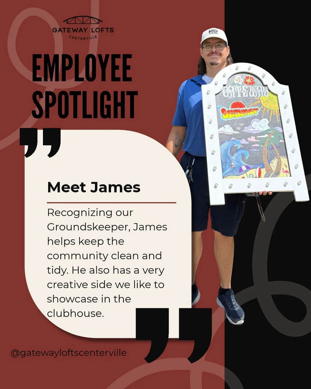 Employee Spolight: Meet James our Groundskeeper. Making sure to keep our community clean one building at a time ⭐️