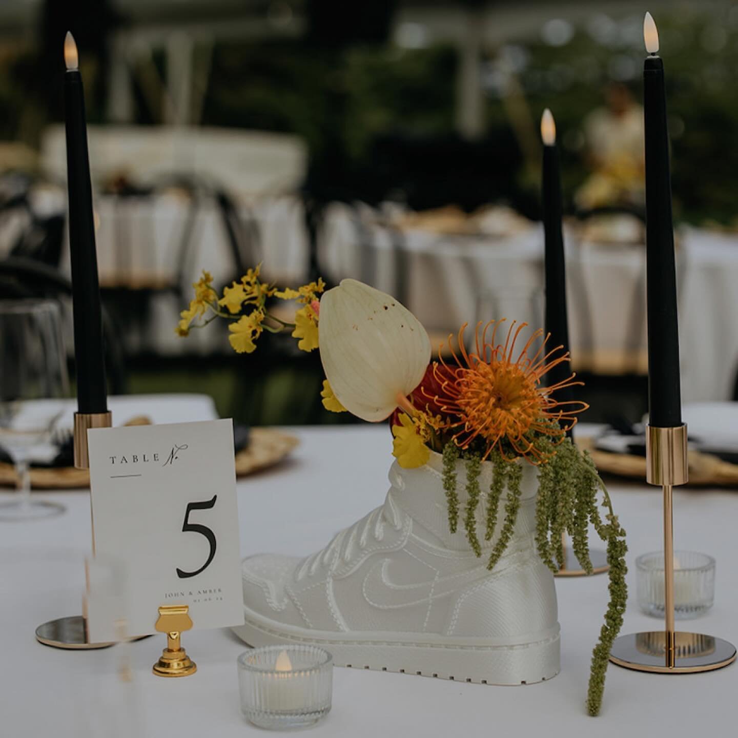 You make us look so cool 🫠😍

These 3-D printed sneaker vases were so unique, and seeing our &ldquo;Gold Tapered Candle Holders&rdquo; and &ldquo;battery-operated black taper candles&rdquo; alongside them were just perfection. We love to be the piec