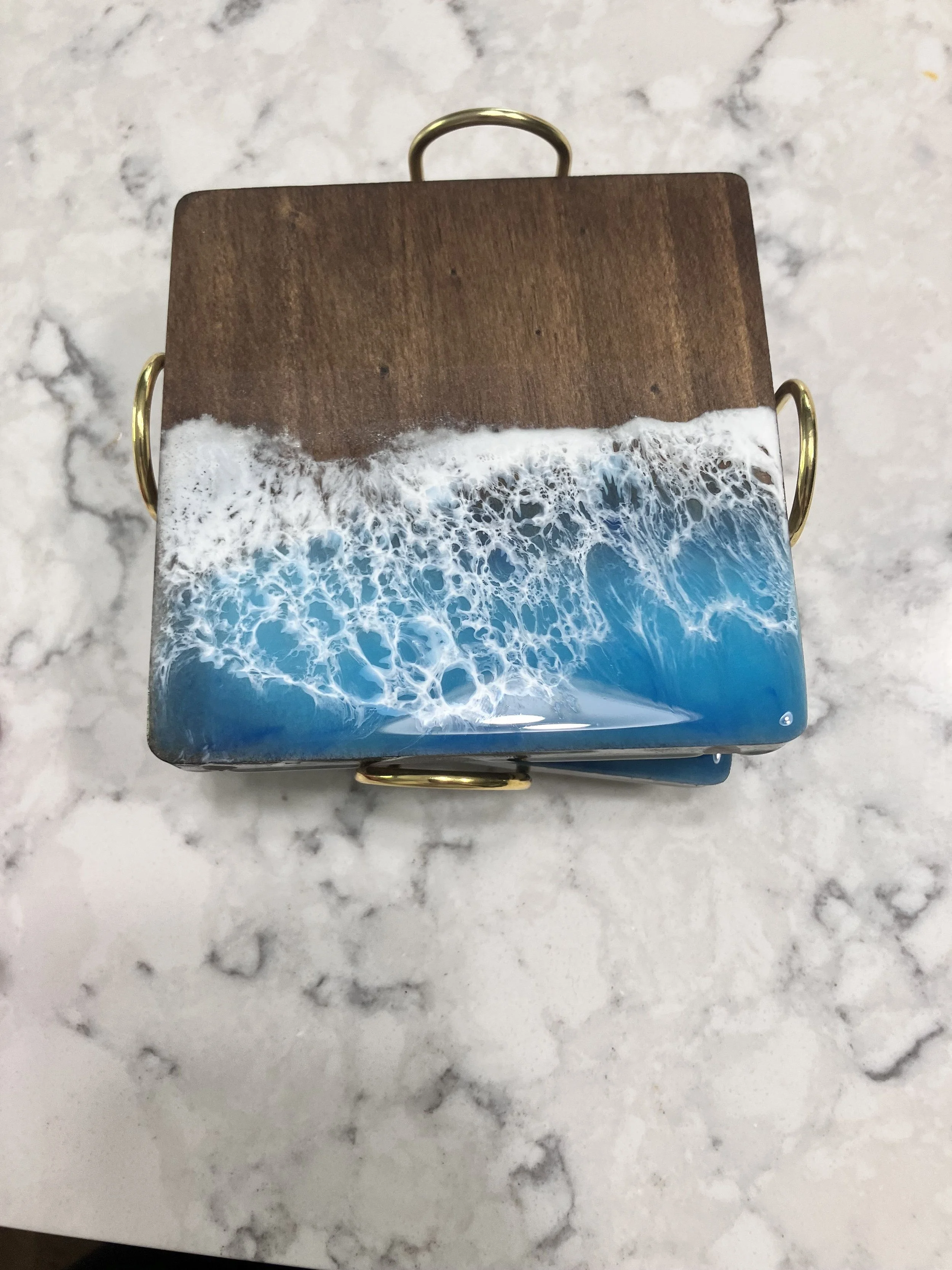 Wooden coasters with holder