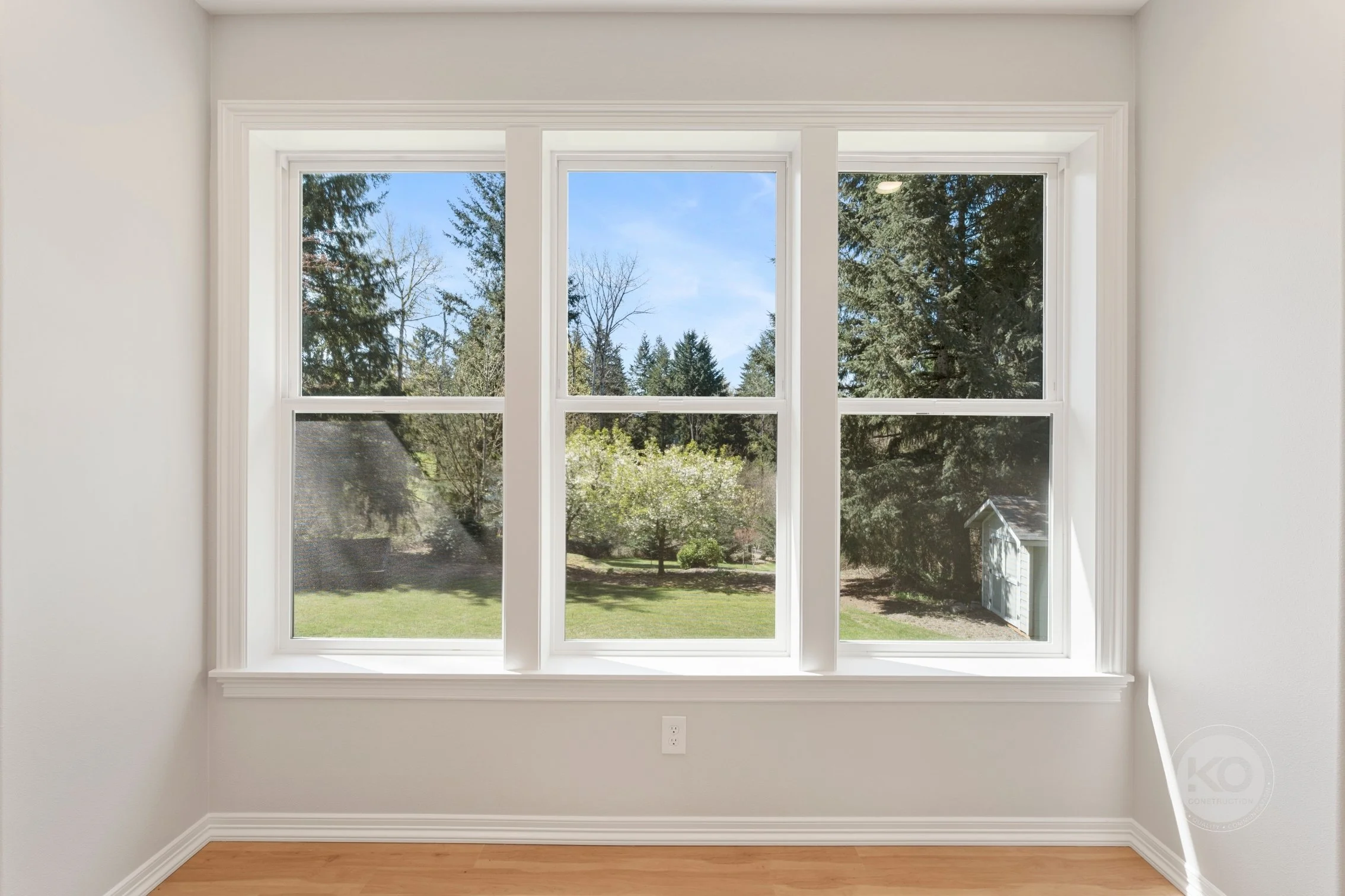 Window detail inside a custom primary bedroom addition in Lake Tapps