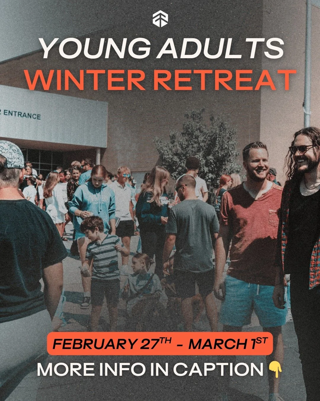 🎉 Ready for an epic weekend? 🎉 

Join us at the Young Adults Retreat at Ponderosa from February 27 &ndash; March 1 🙌 

It's going to be full of epic worship, killer community, powerful teaching, snow tubing, and so much more! 🏔️ 

Don&rsquo;t mis
