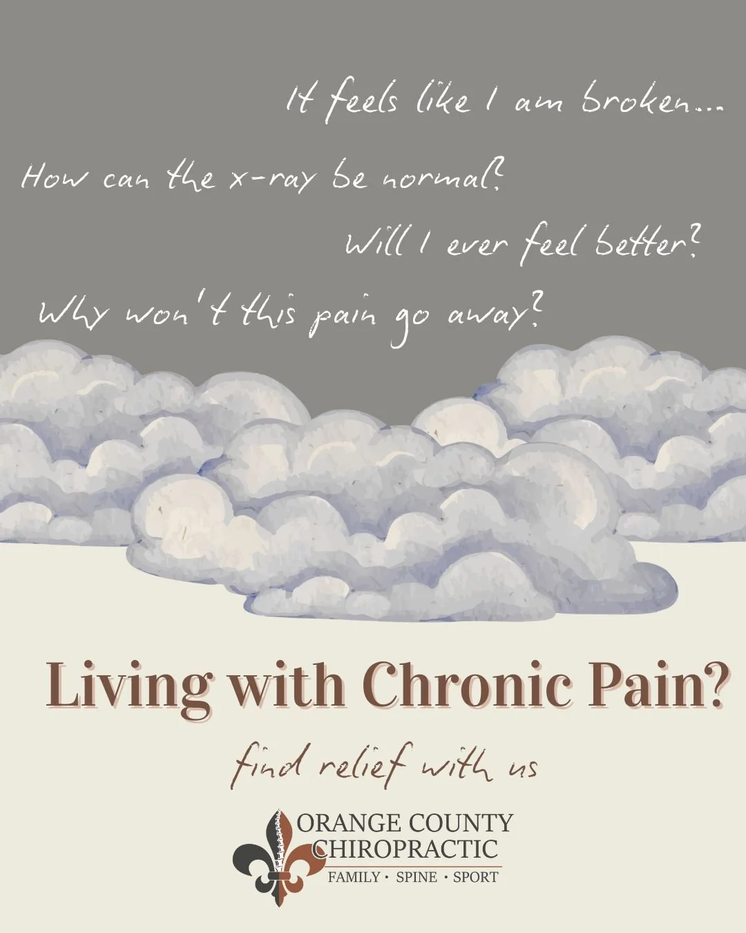 Chronic pain isn&rsquo;t just &ldquo;pain that won&rsquo;t go away.&rdquo;

Living with chronic pain can mean:
-Pain that lasts 3+ months
-Symptoms that change day to day
-Feeling frustrated when scans &ldquo;look normal&rdquo;
-Being told &ldquo;jus