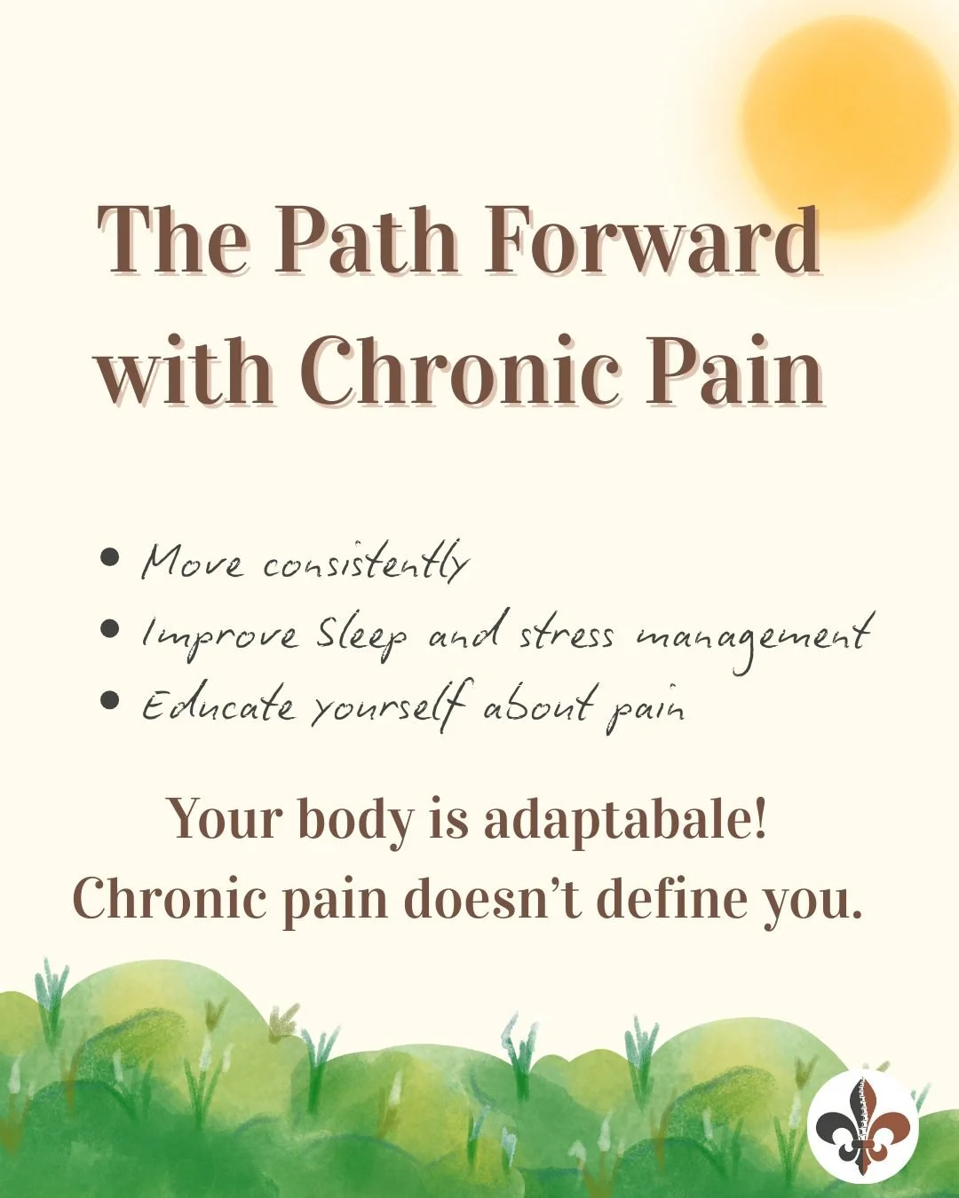 Chronic pain is changeable, not permanent.

What helps most:
-Education about pain
-Consistent movement
-Strength and load tolerance
-Better sleep and stress management
-Supportive healthcare guidance

✨ The goal isn&rsquo;t &ldquo;never feel pain ag
