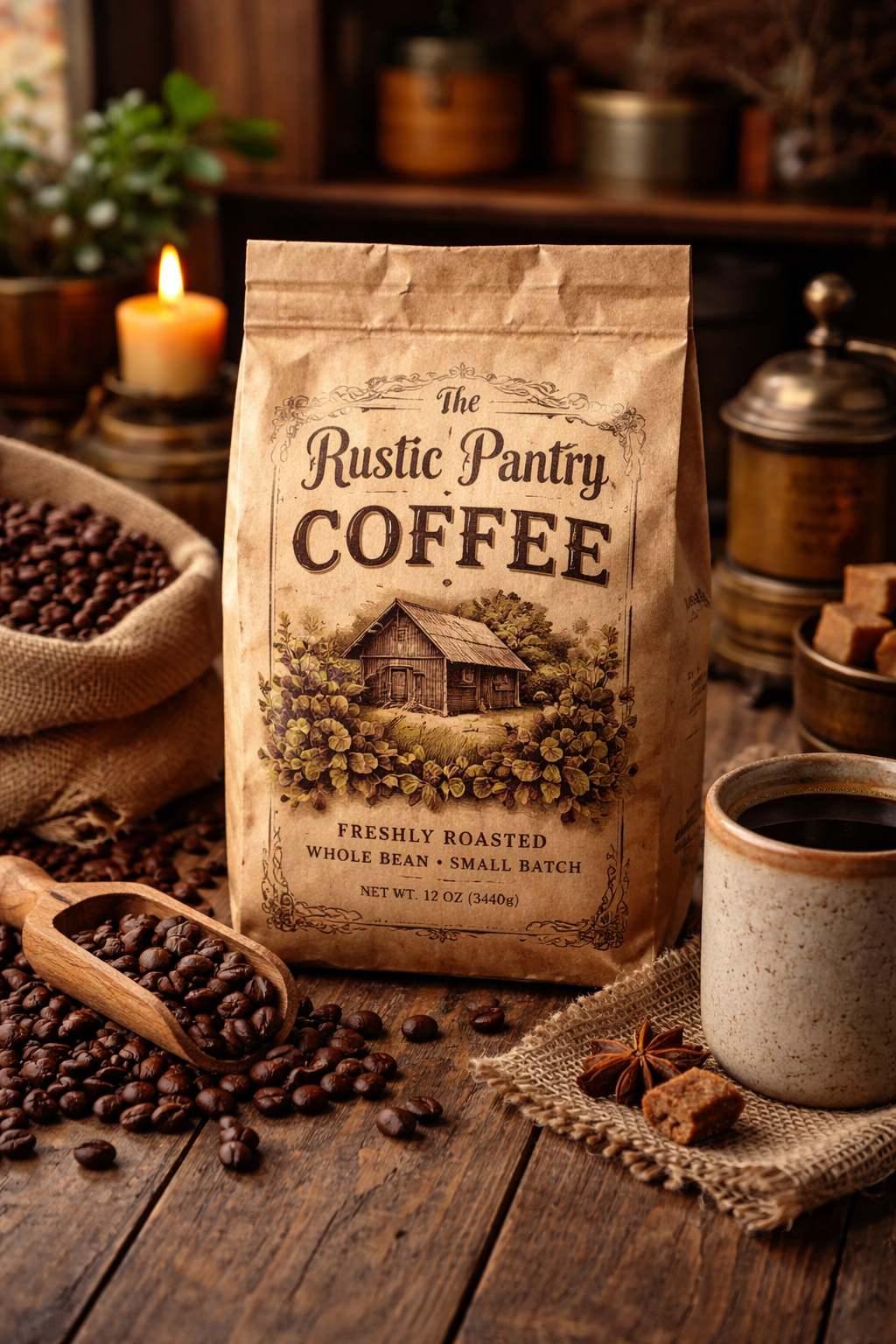 Rustic coffee essentials on vintage table.png