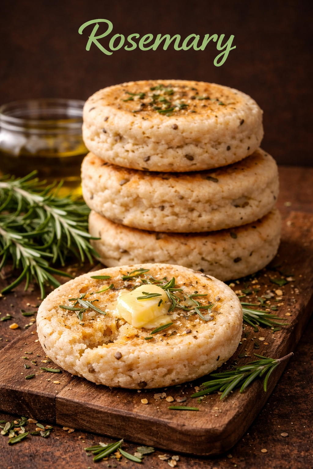 Handmade English Muffins Rosemary Flavor