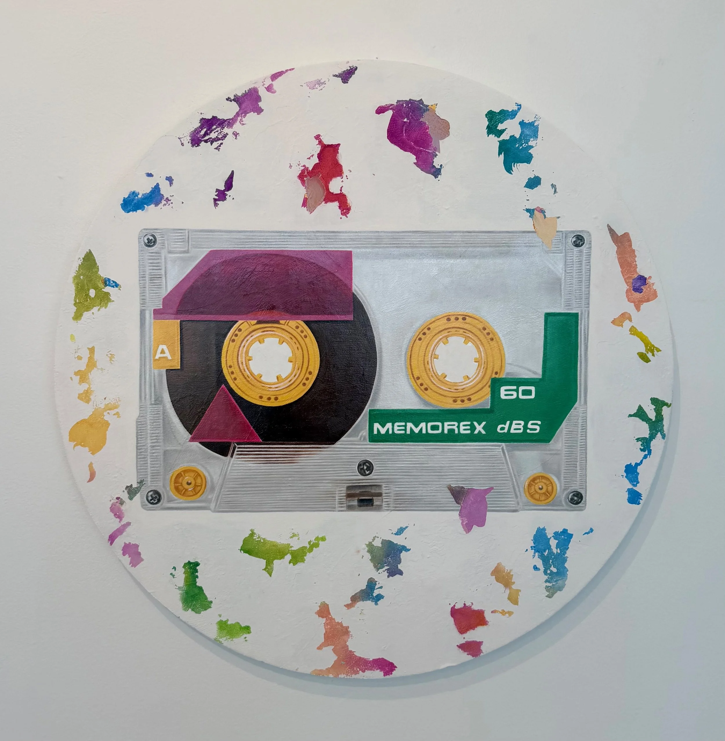 
20th Century Artifact #1
2026, Oil, acrylic and oil pastel on canvas, 20 inches round
