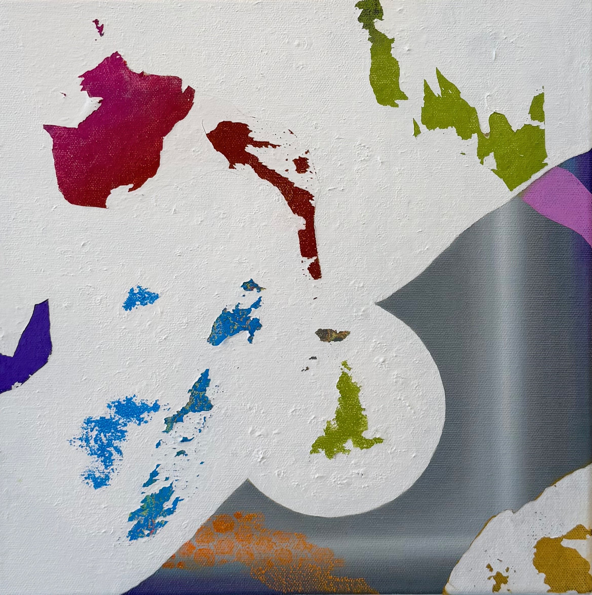 Trace elements #2
2026, Oil, acrylic and oil pastel on canvas, 12 x 12”

