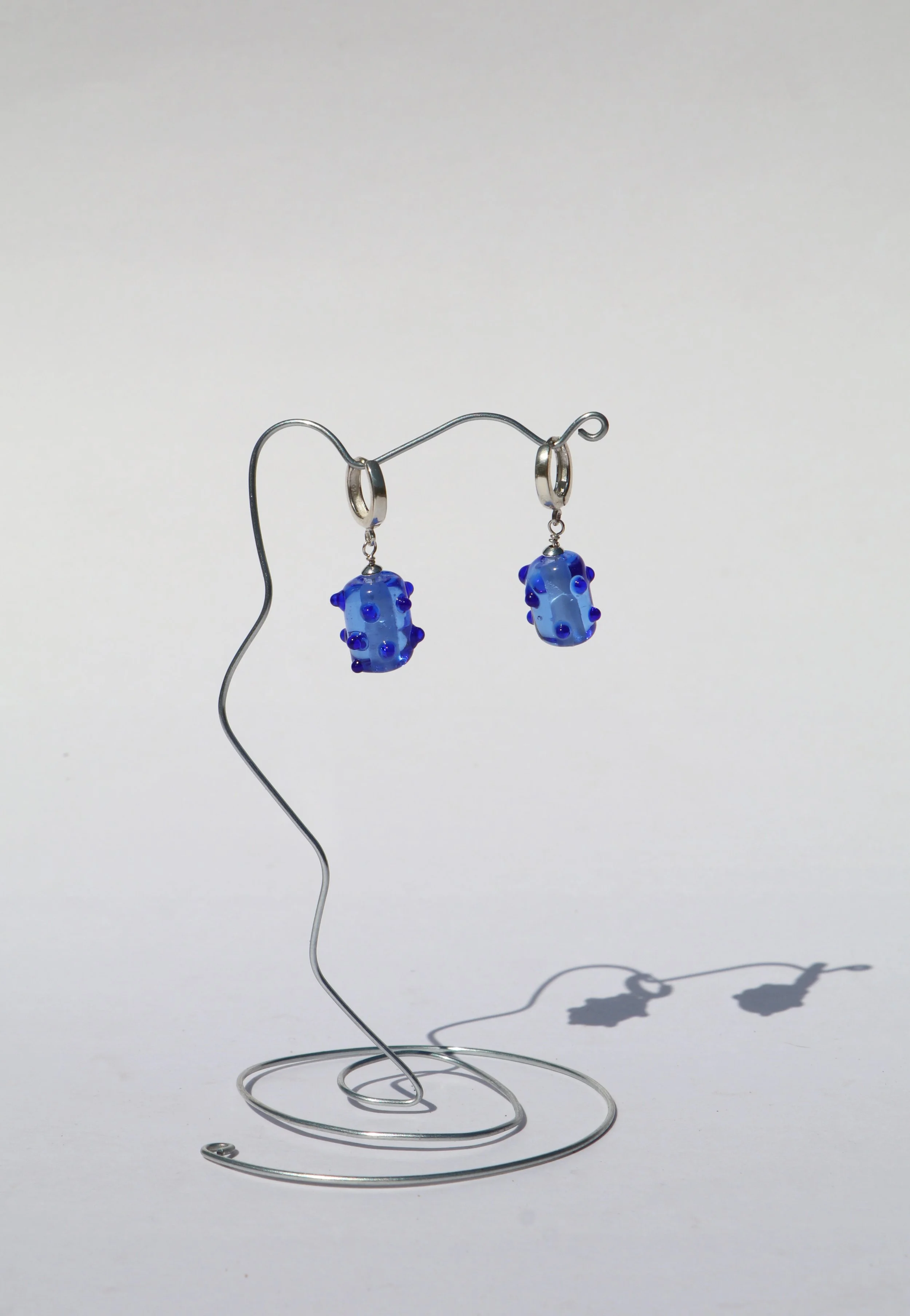 Ink Blue Transperent Glass Earrings