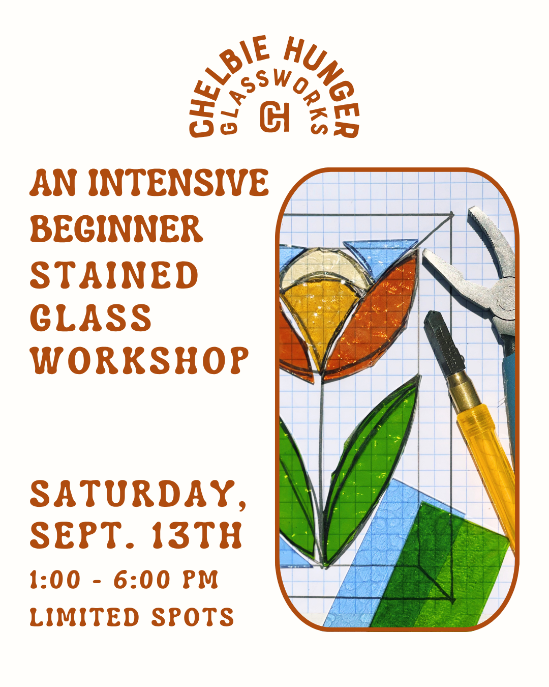Intensive Beginner Sun Catcher Workshop | Saturday, Sept 13th, 1:00 - 6:00 PM