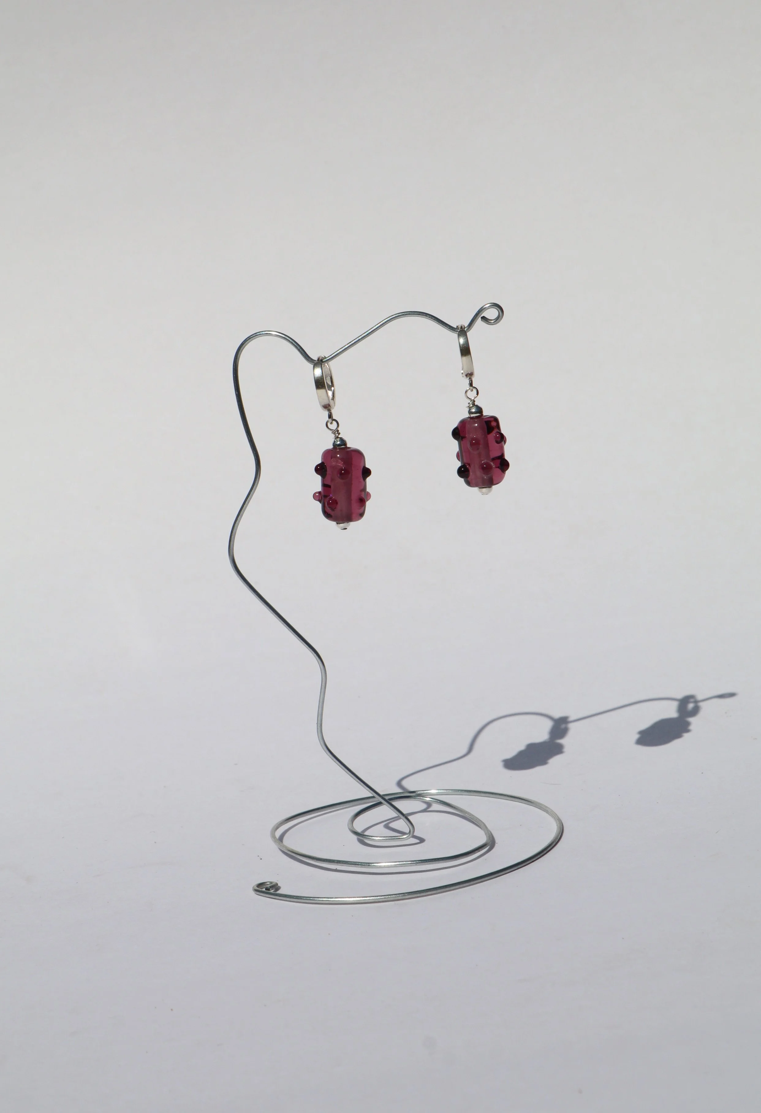 Violet Transparent Glass Earrings