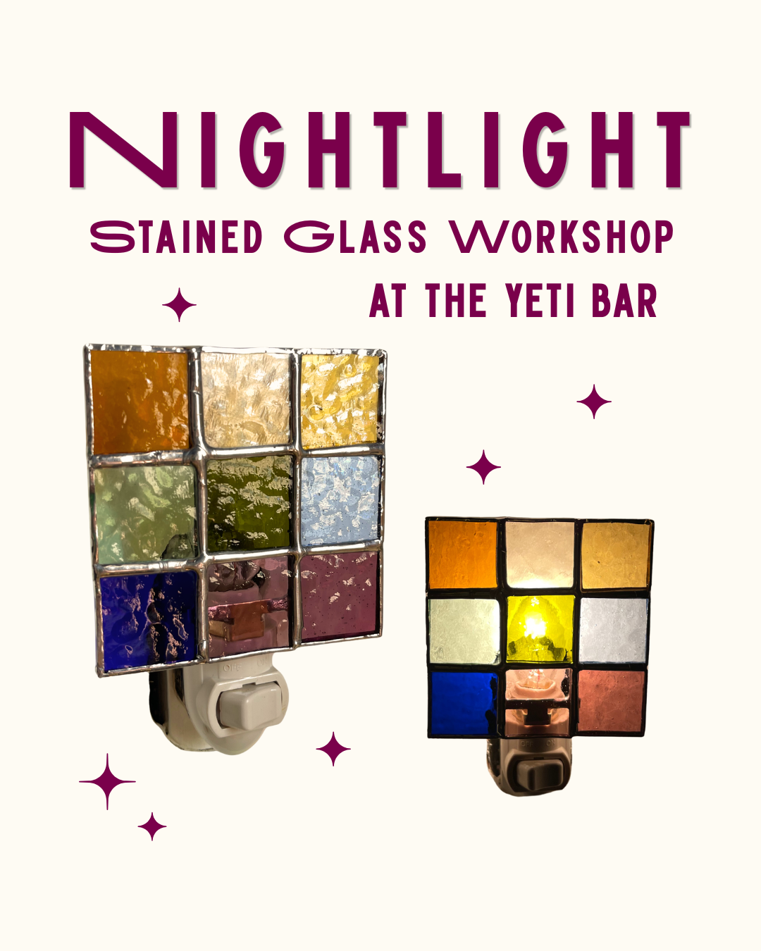 Stained Glass Nightlight Workshop | The Yeti SLC, Wednesday, August 19th 6:30 - 9:00 PM