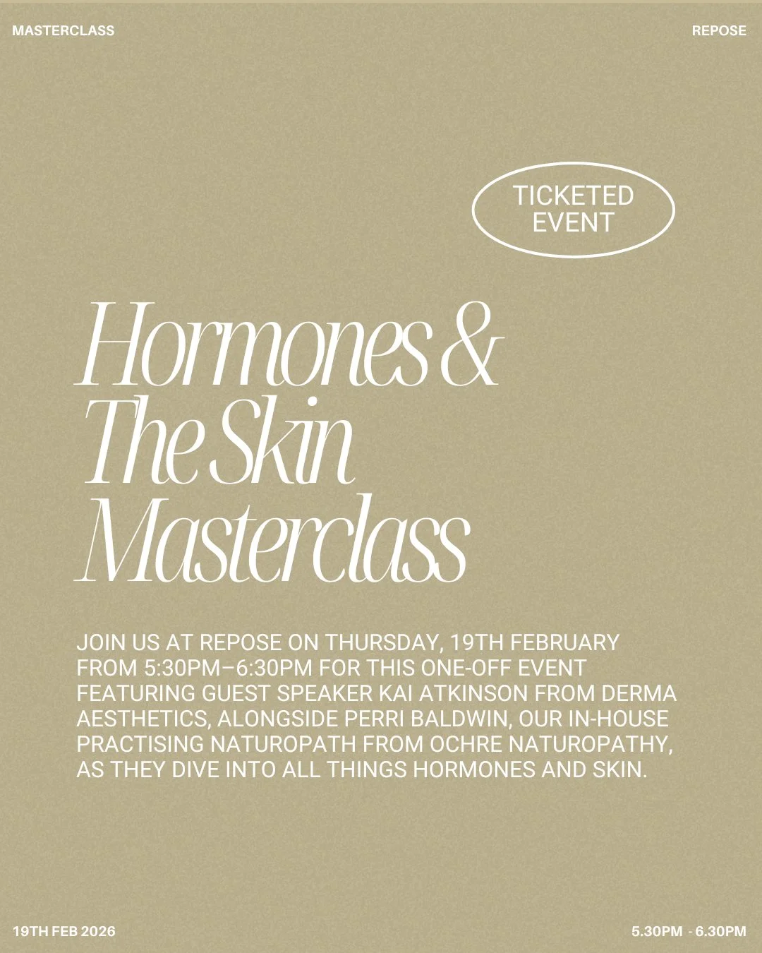 Hormones change, and so does your skin..
Join us for a one-off event exploring hormones &amp; skin through every stage of life.
Tickets are limited, see link in bio to purchase.