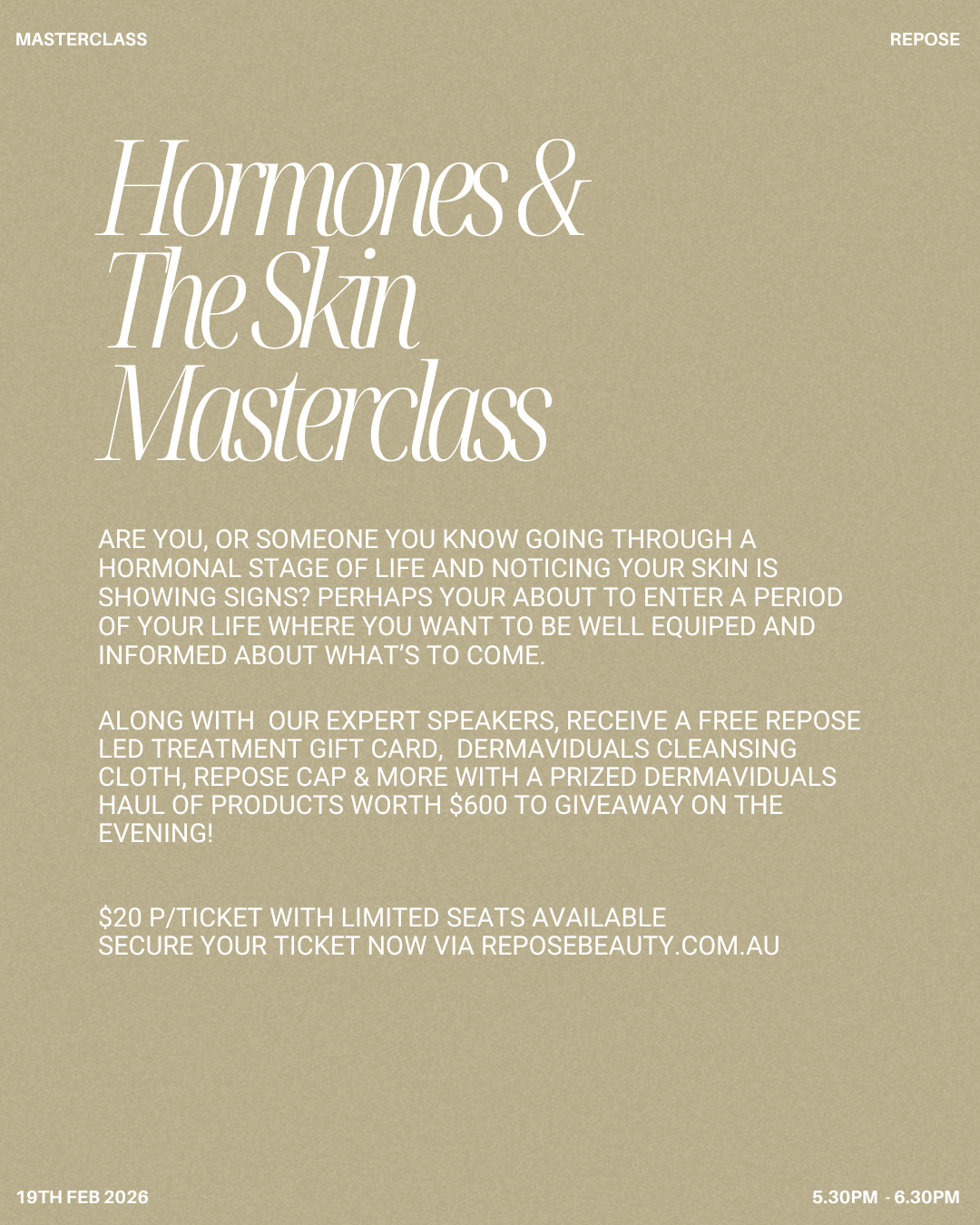 Hormones & The Skin Masterclass