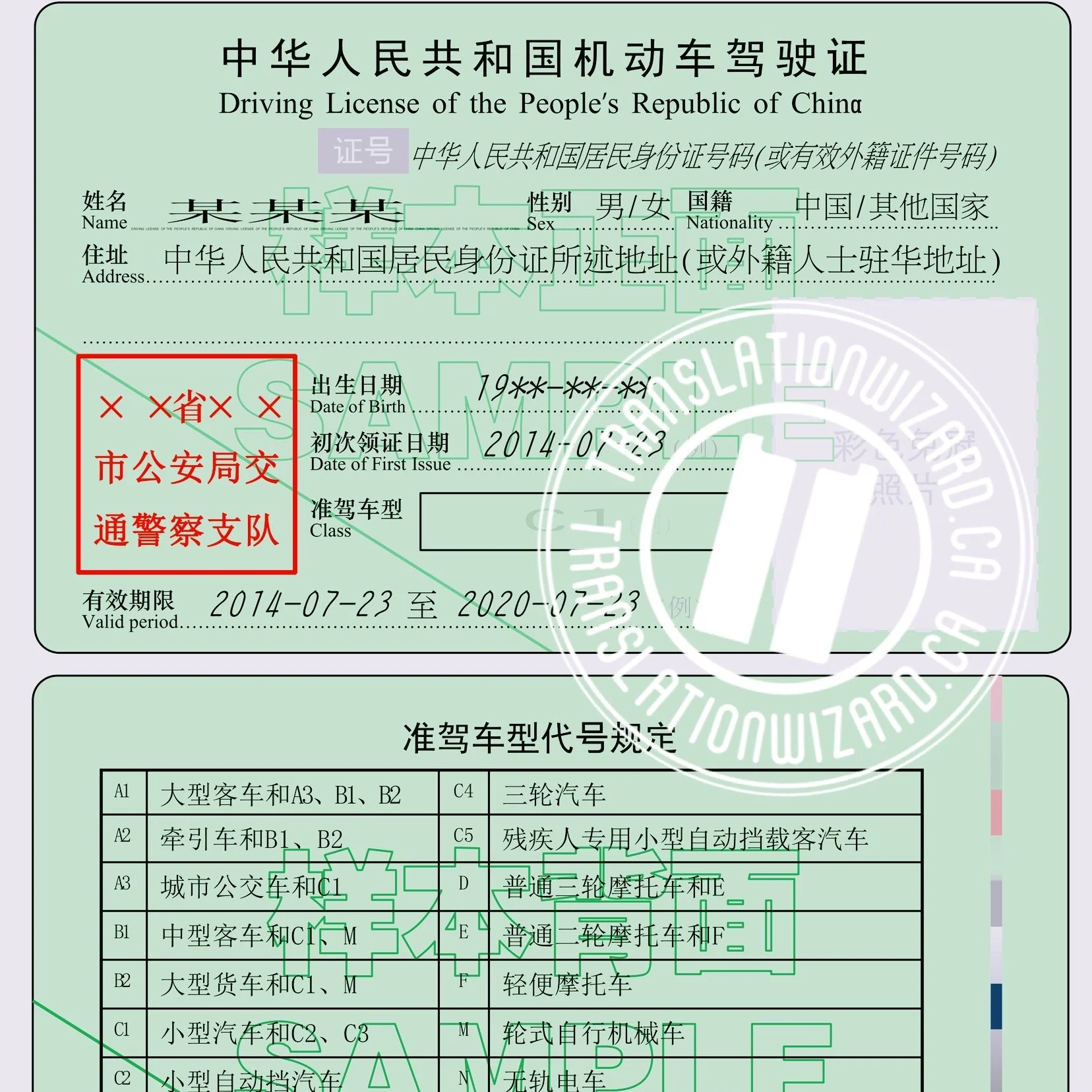 Permis de conduire de la RPC
