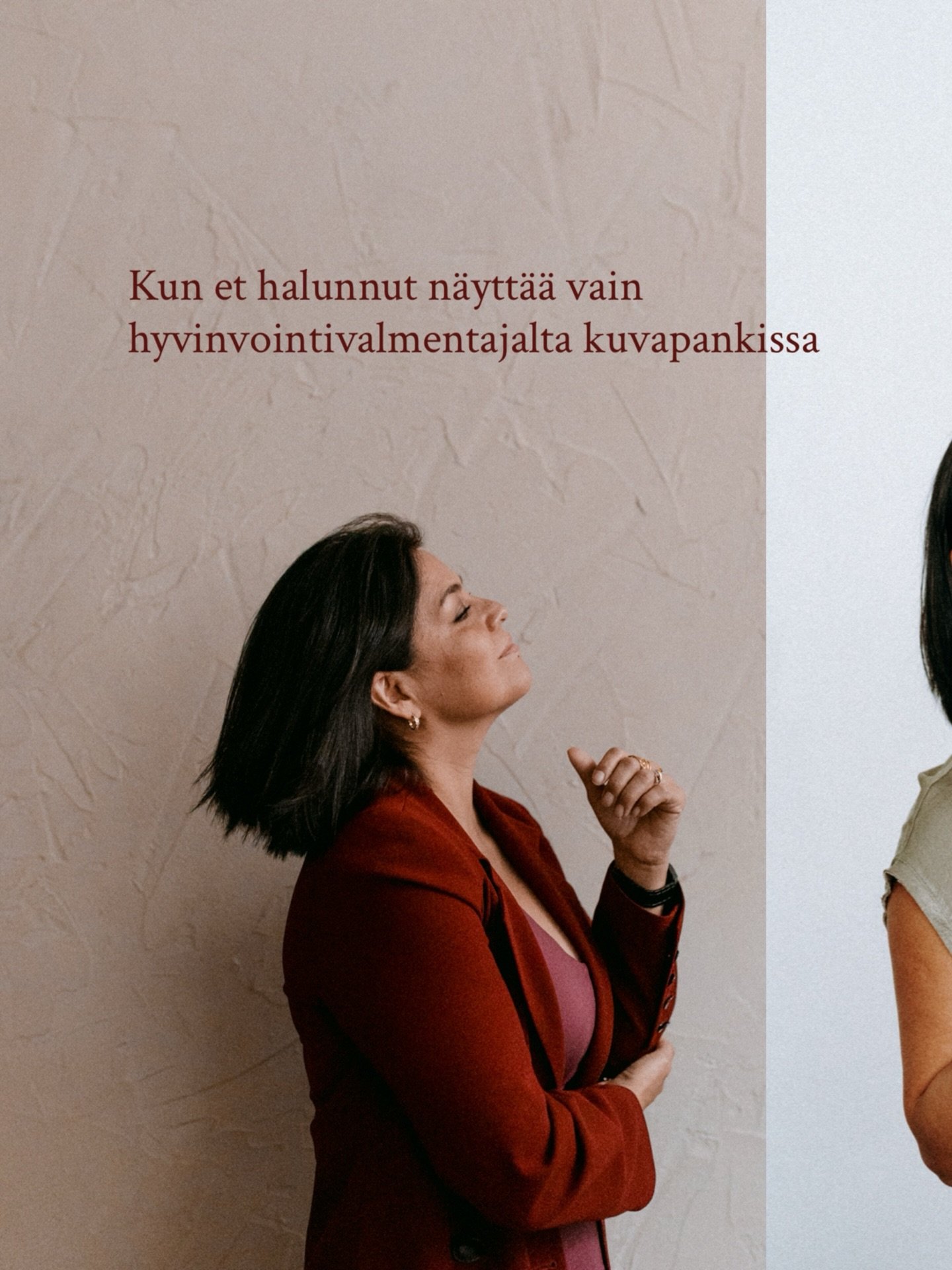 Kun et halunnut n&auml;ytt&auml;&auml; vain hyvinvointivalmentajalta kuvapankissa.

H&auml;n halusi n&auml;ytt&auml;&auml; silt&auml;, milt&auml; h&auml;nen tunneillaan tuntuu. L&auml;mmin. L&auml;sn&auml;. Energinen. @paolaswellness 

Ei esitetty. E