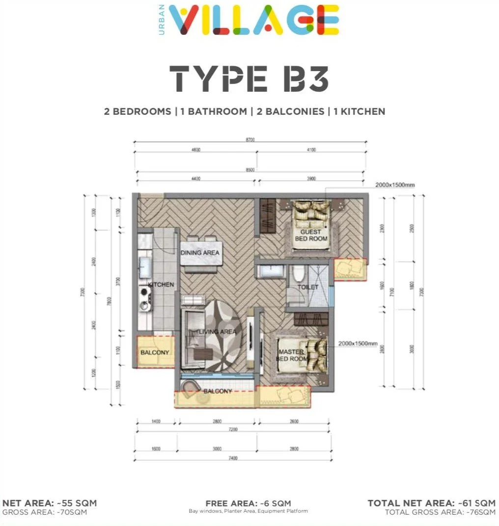 2 Bedroom - Urban Village