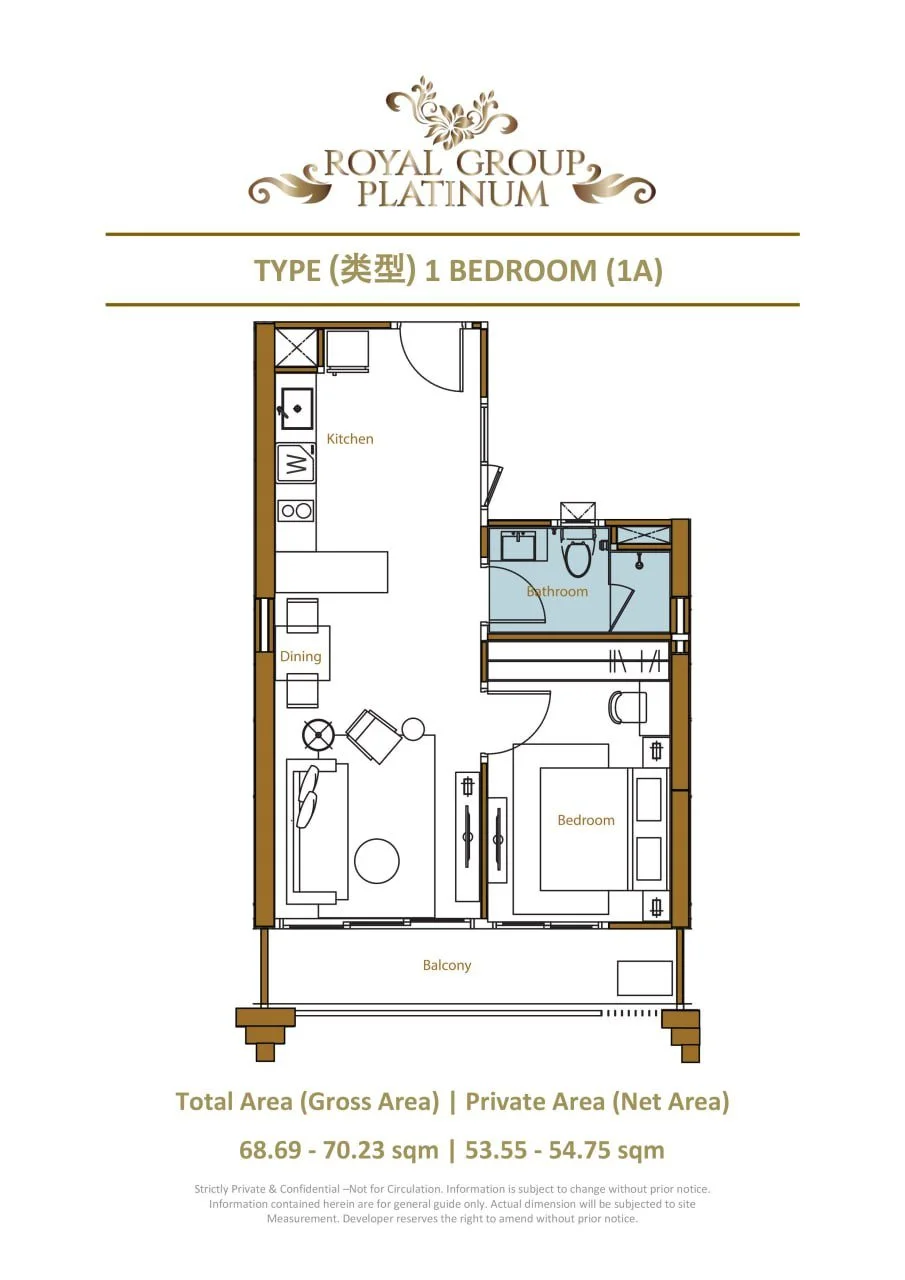 1 Bedroom Layout - Royal Platinum