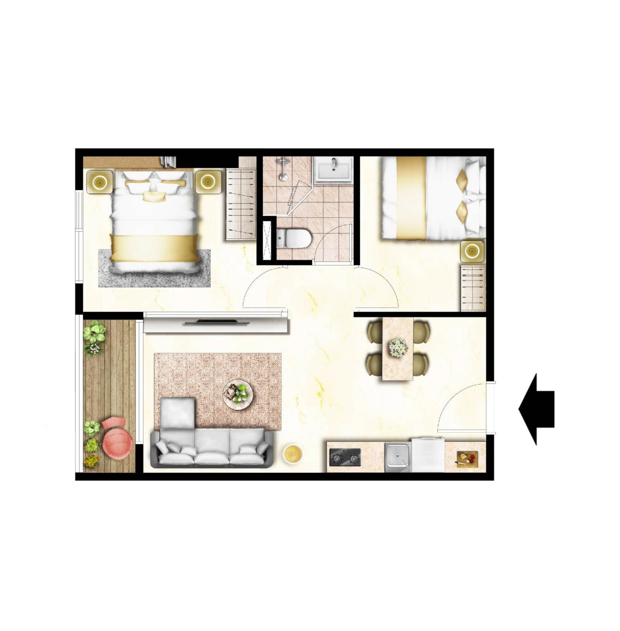 2 Bedroom - Time Square 3